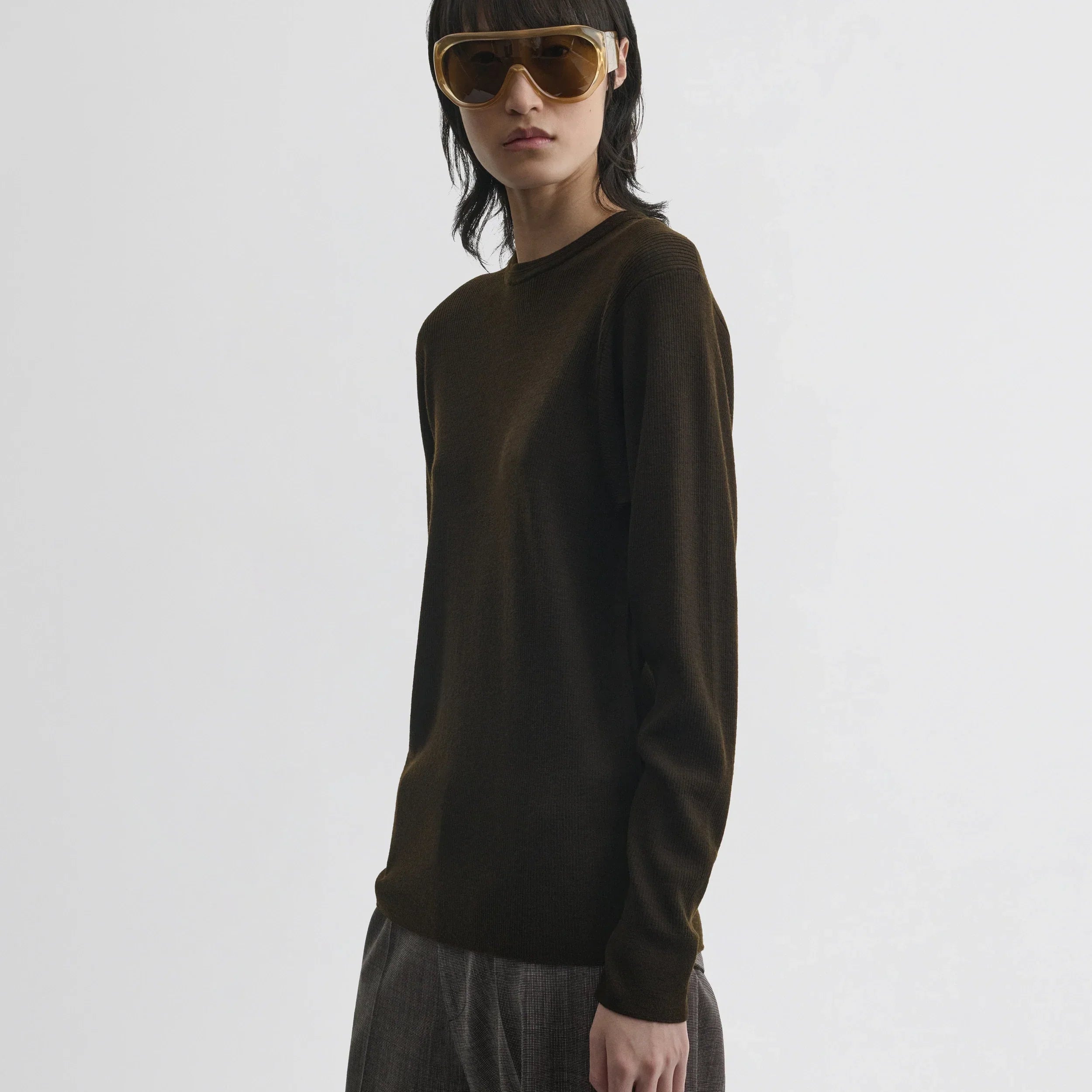 BATWING CREWNECK | dark khaki wool