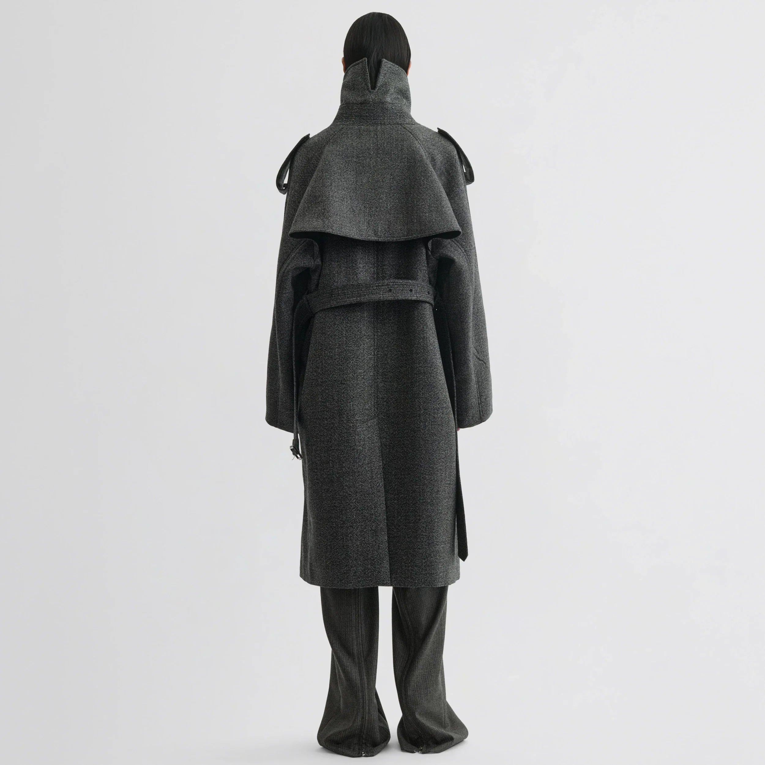 PADDED TRENCH COAT | salt and pepper wool