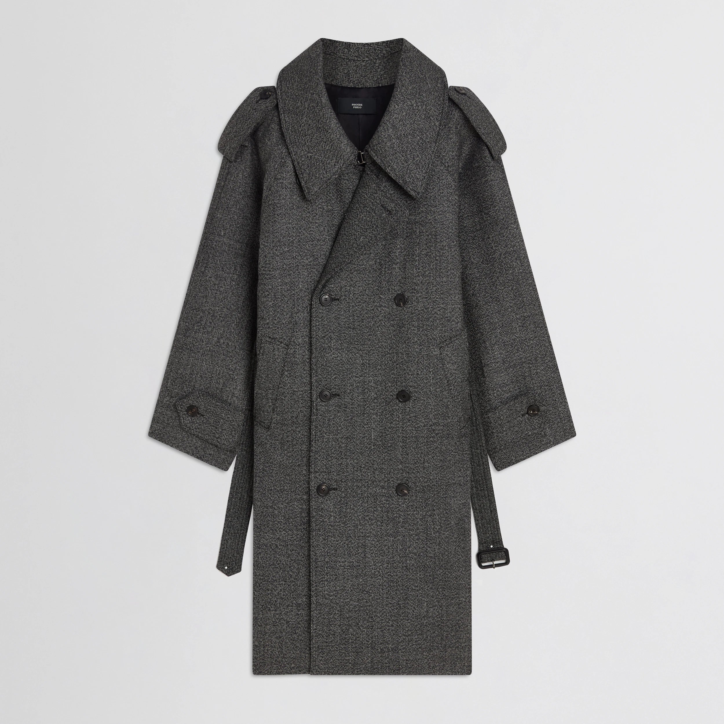PADDED TRENCH COAT | salt and pepper wool