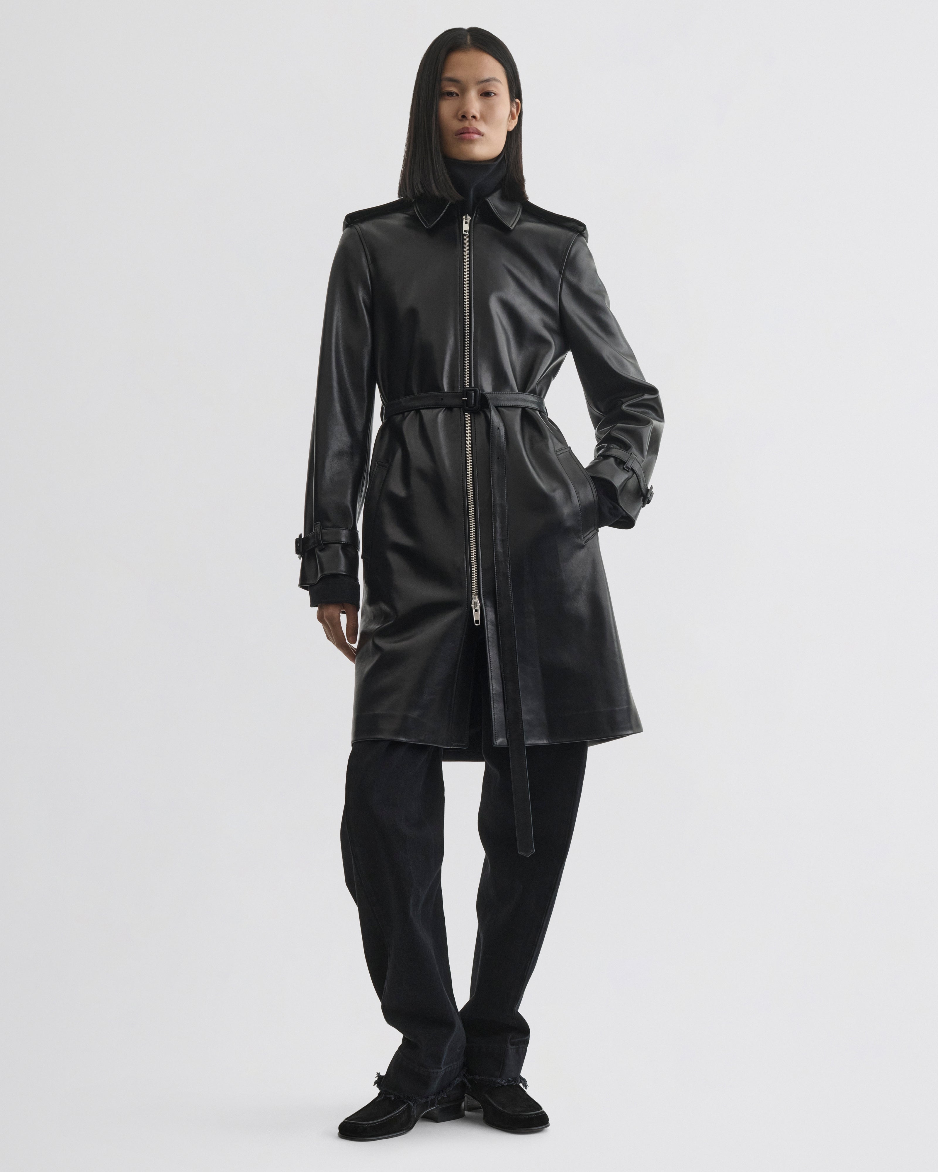 SHORT TRENCH | black leather