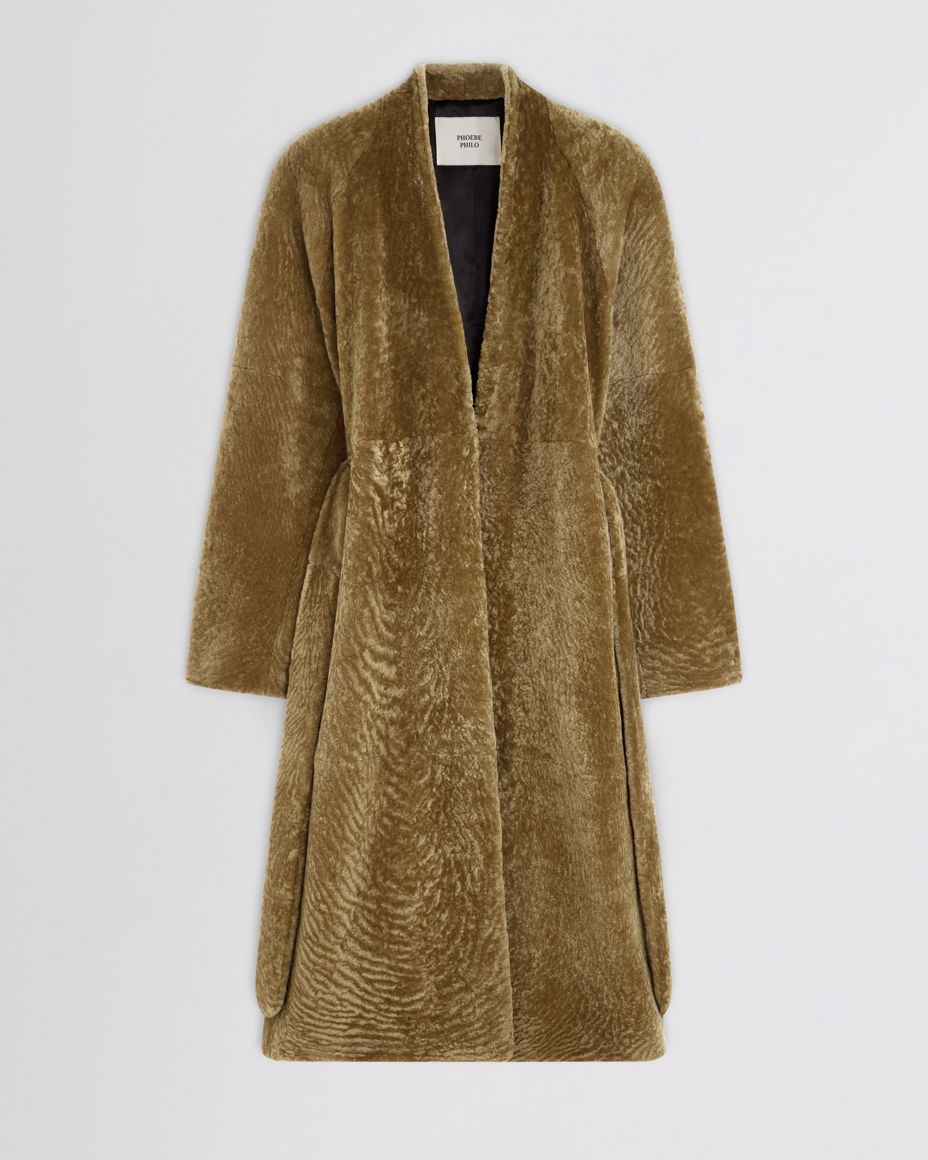 SHAVED ROBE COAT | tobacco shearling