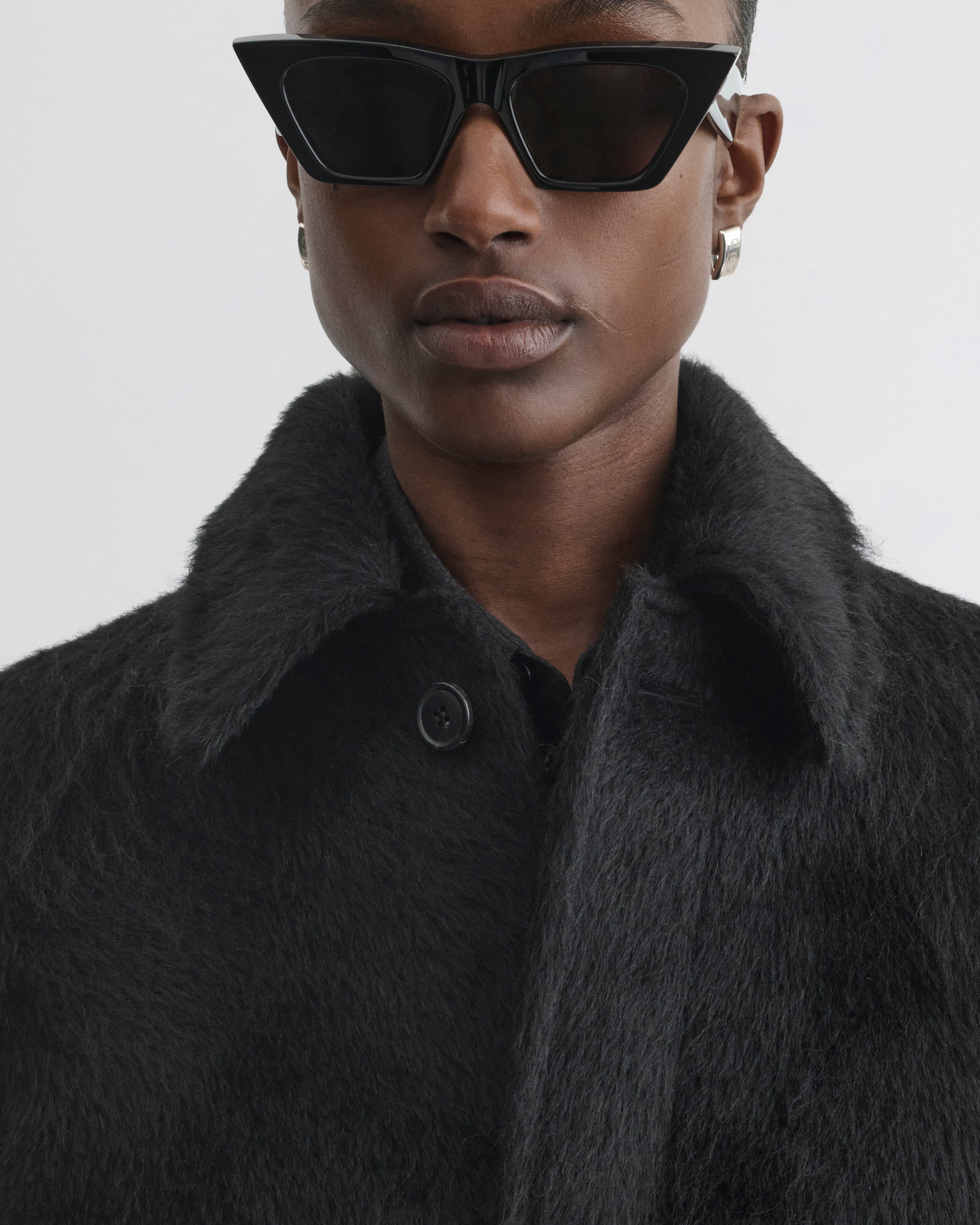 CROPPED CAR COAT | black alpaca wool