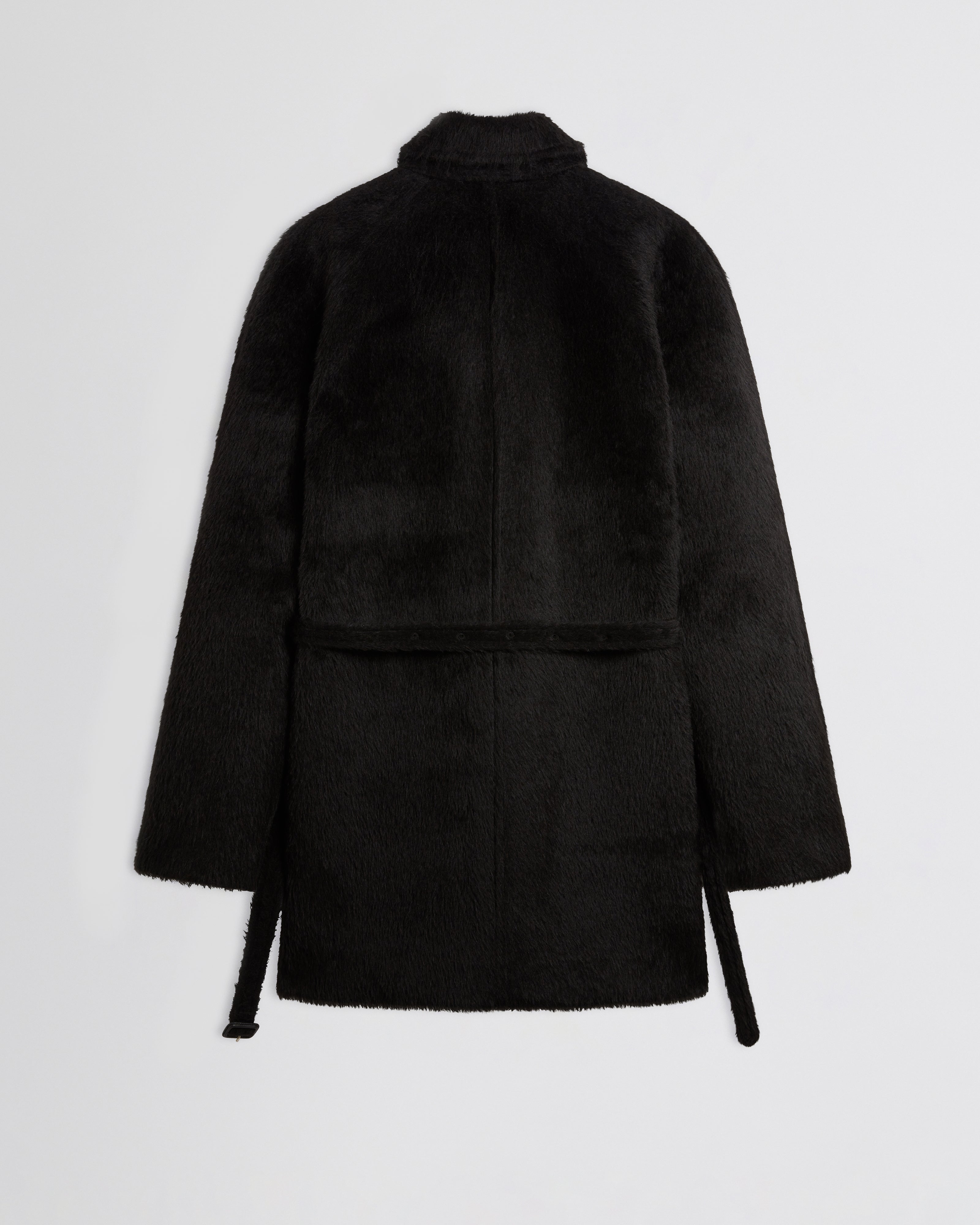 CROPPED CAR COAT | black alpaca wool