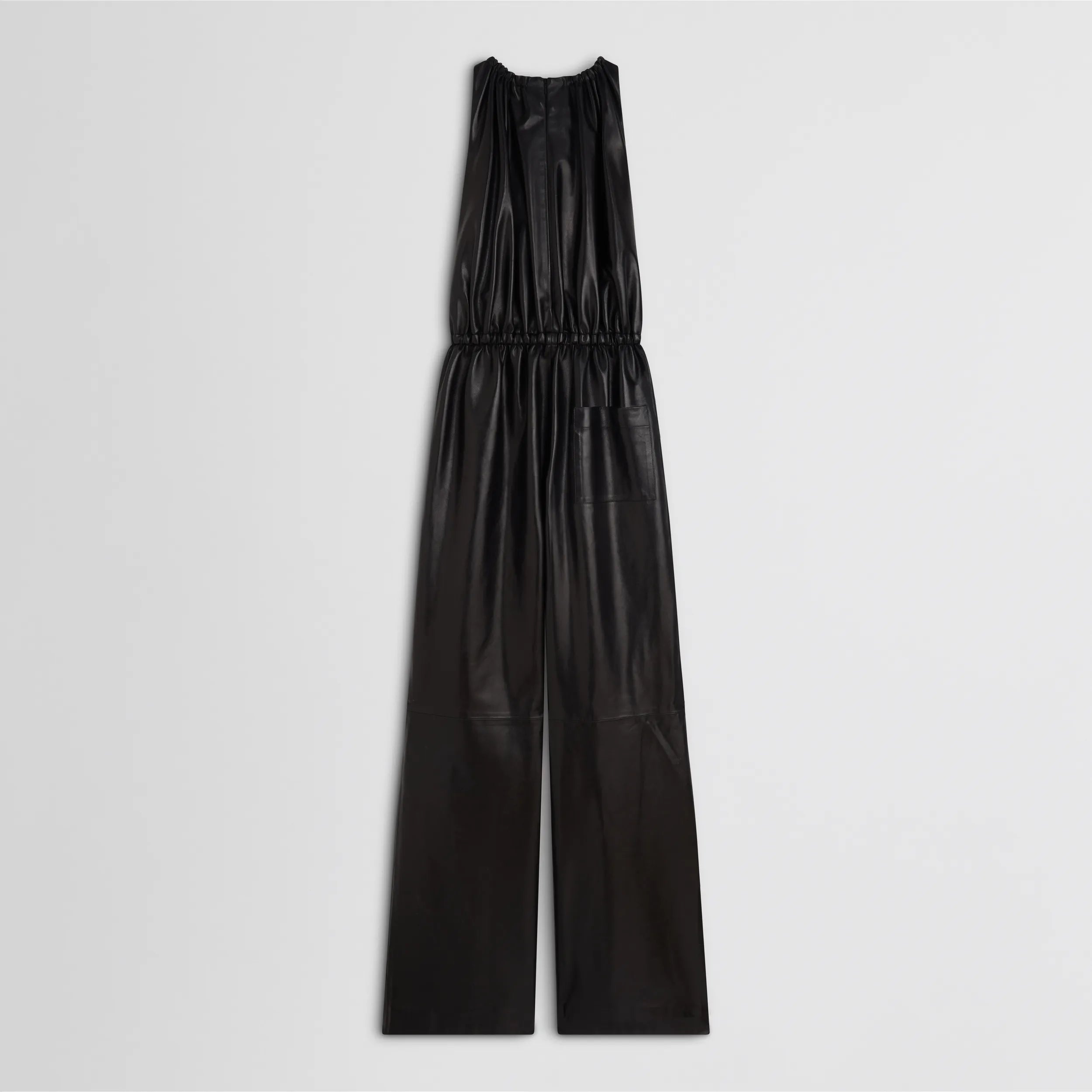 DRAWSTRING JUMPSUIT | black leather