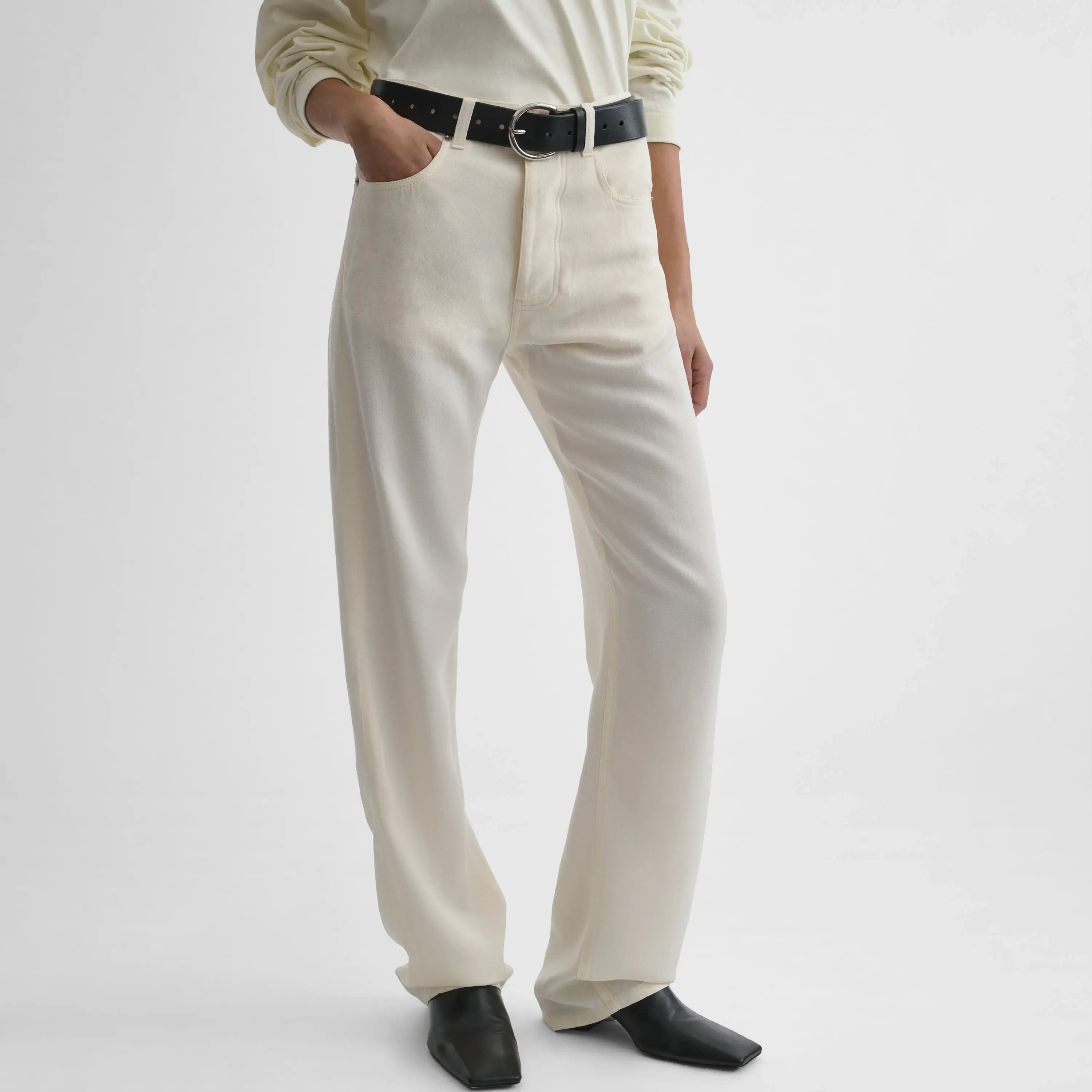 CLASSIC JEANS | off white silk viscose