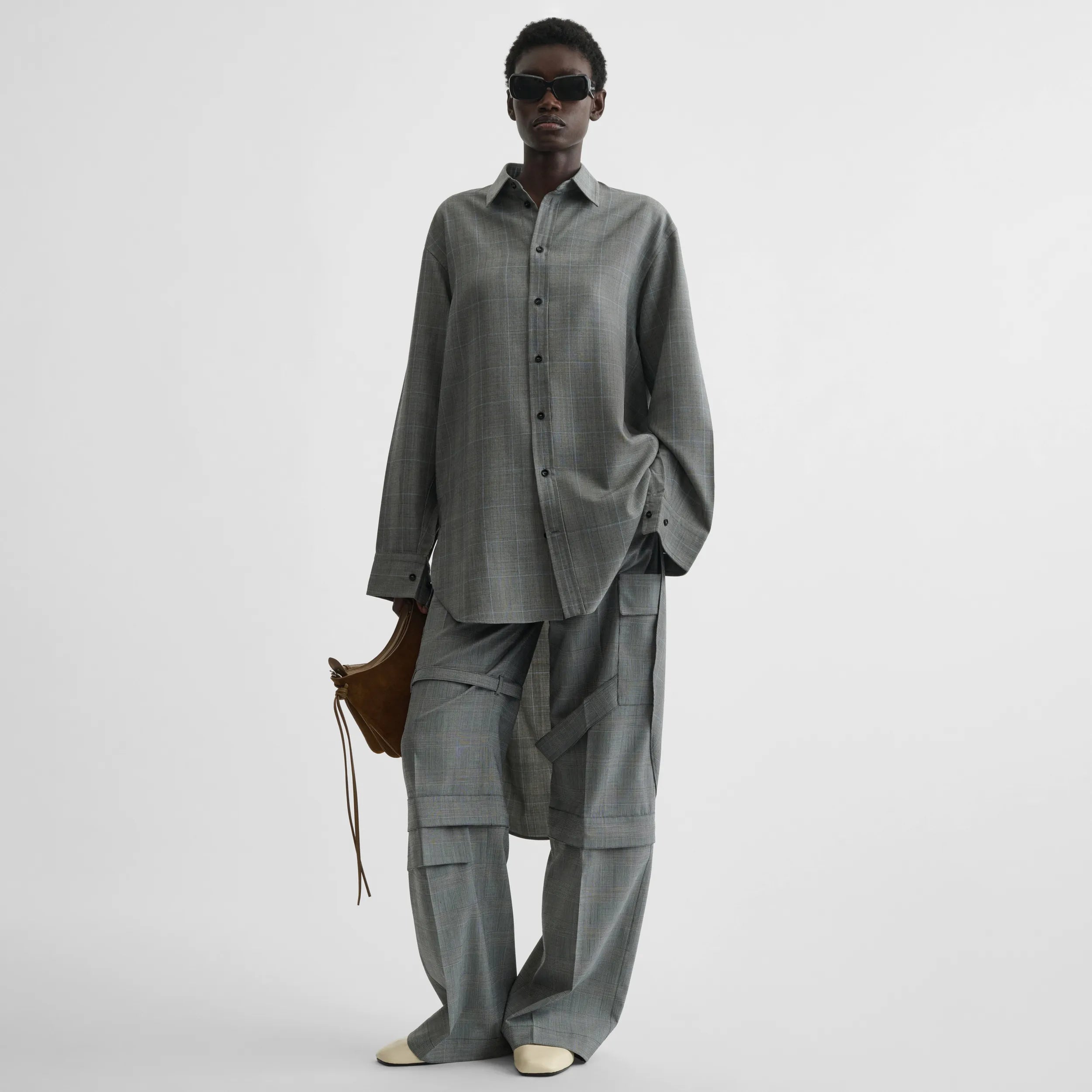 ZIP CARGO TROUSERS | anthracite wool