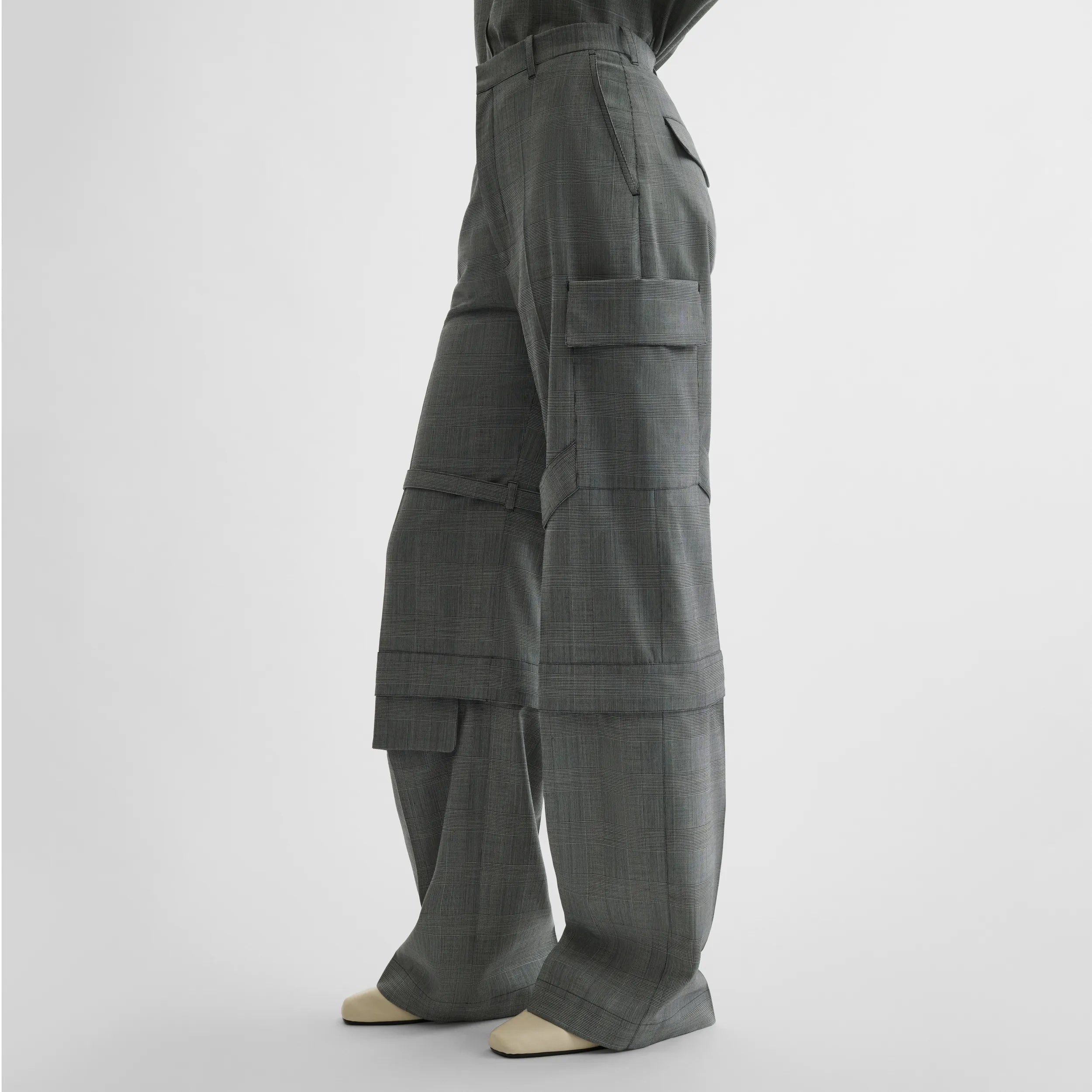 ZIP CARGO TROUSERS | anthracite wool