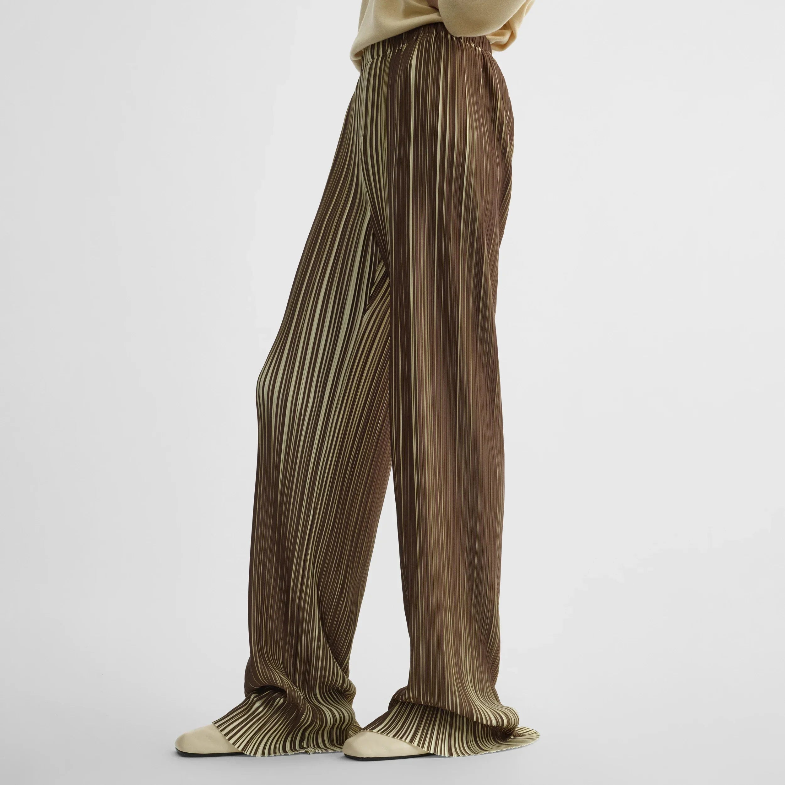 RAZOR PLEAT TROUSERS | khaki polyester