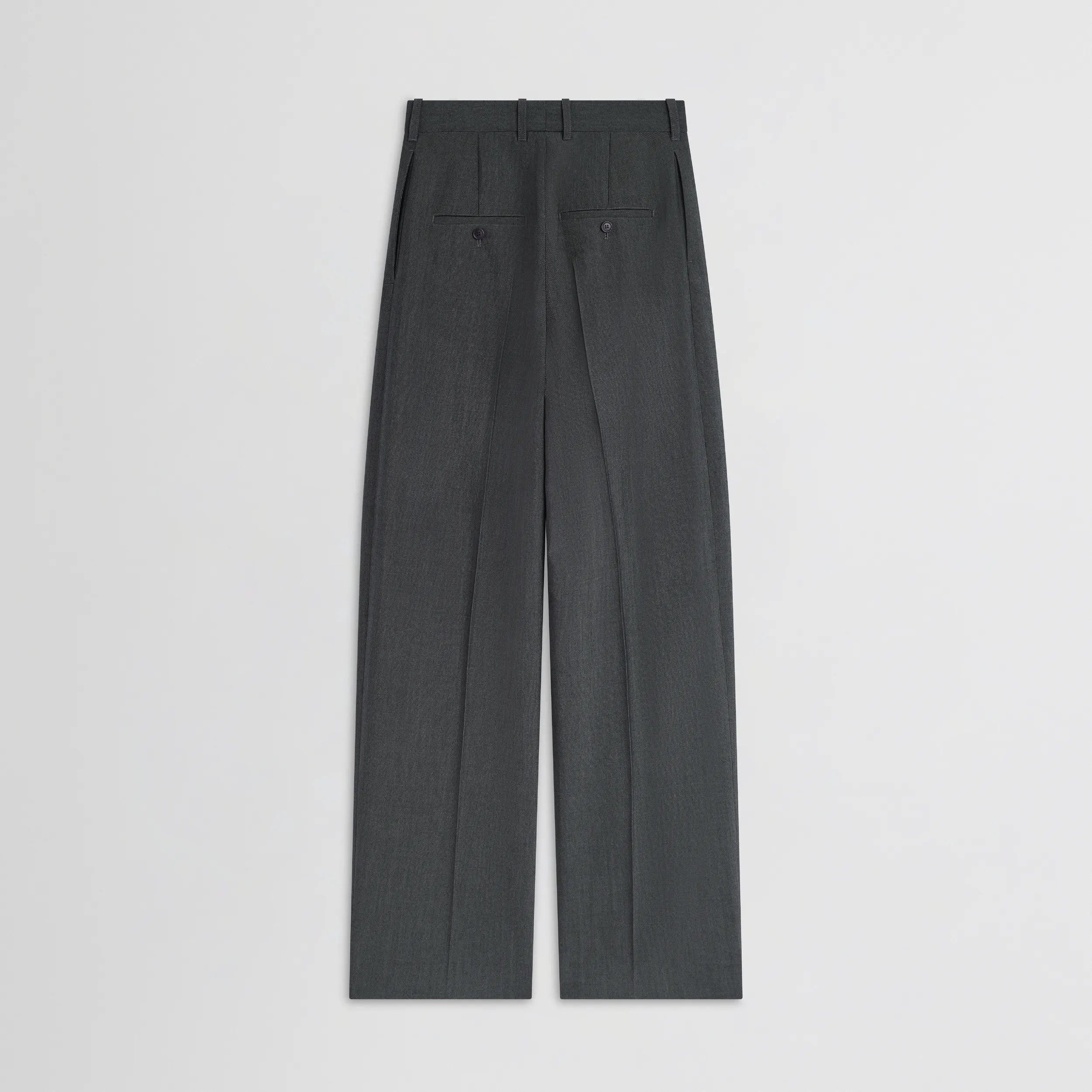 DOUBLE PLEAT TROUSERS | grey-melange wool
