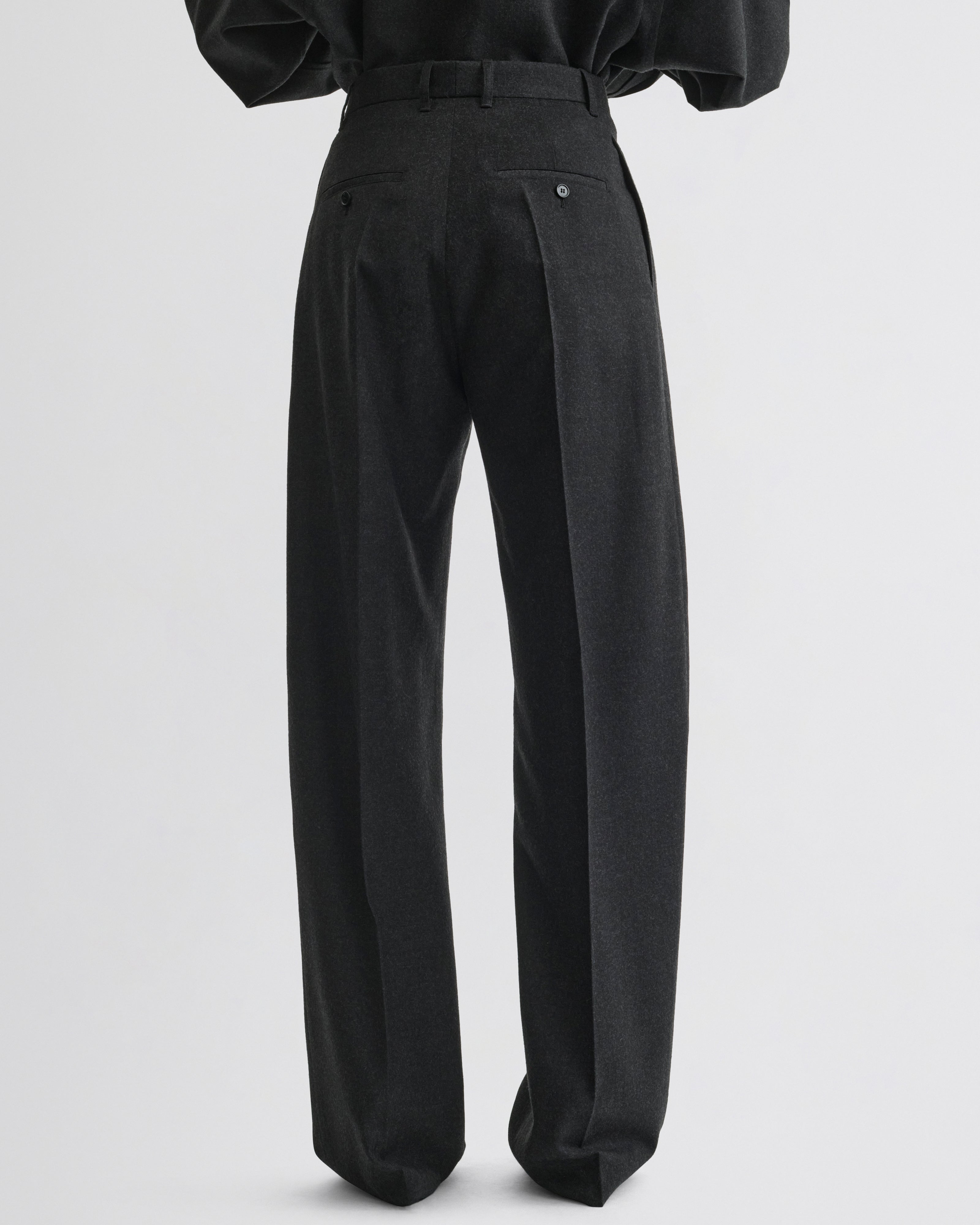 DOUBLE PLEAT TROUSERS | charcoal wool