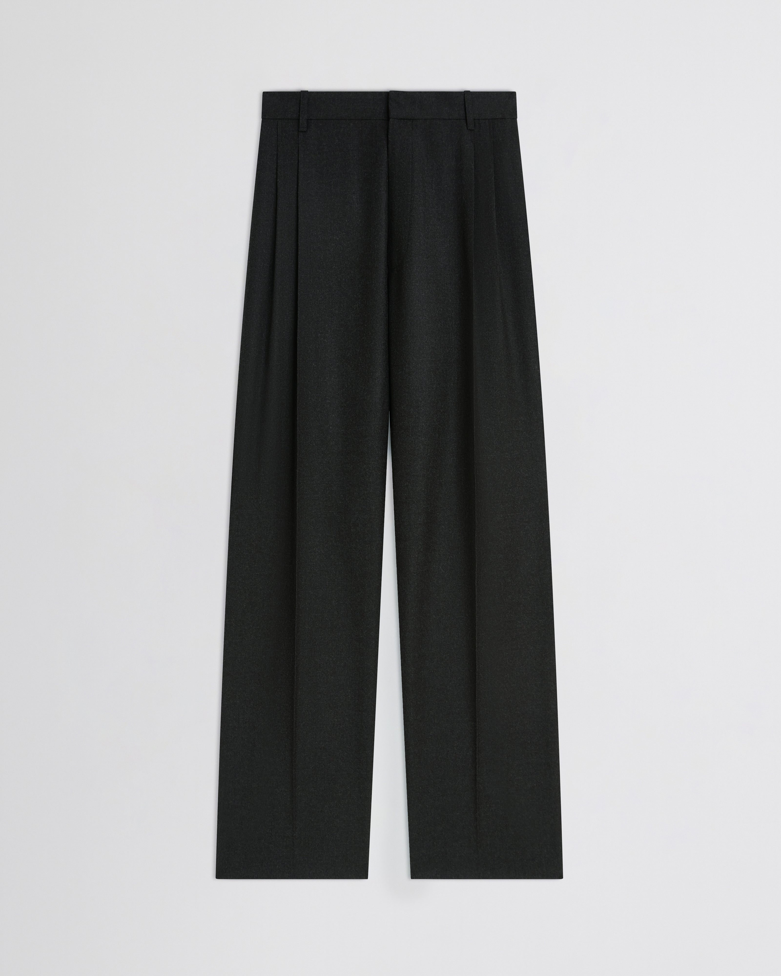 DOUBLE PLEAT TROUSERS | charcoal wool
