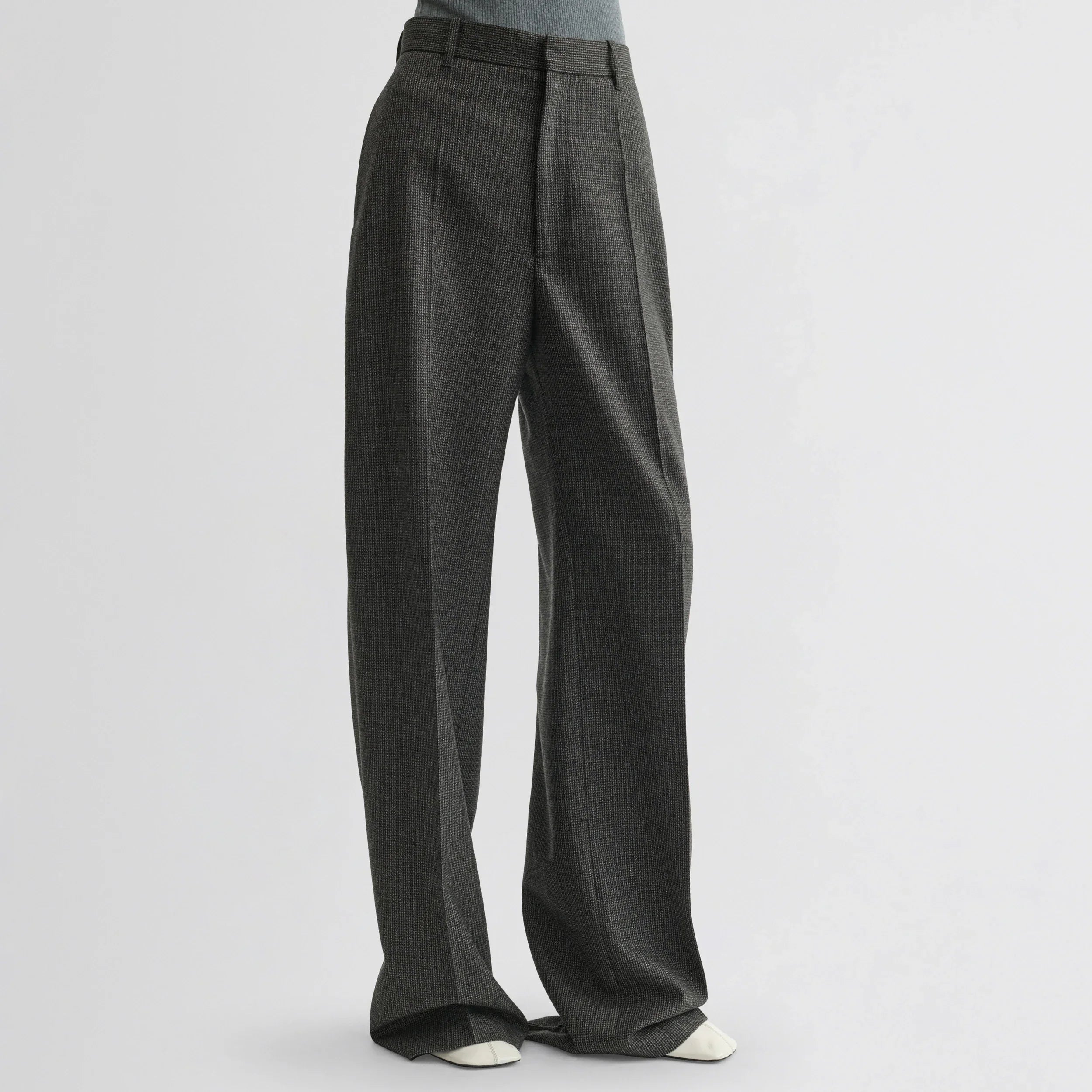 ZIP TROUSERS | green bronze wool