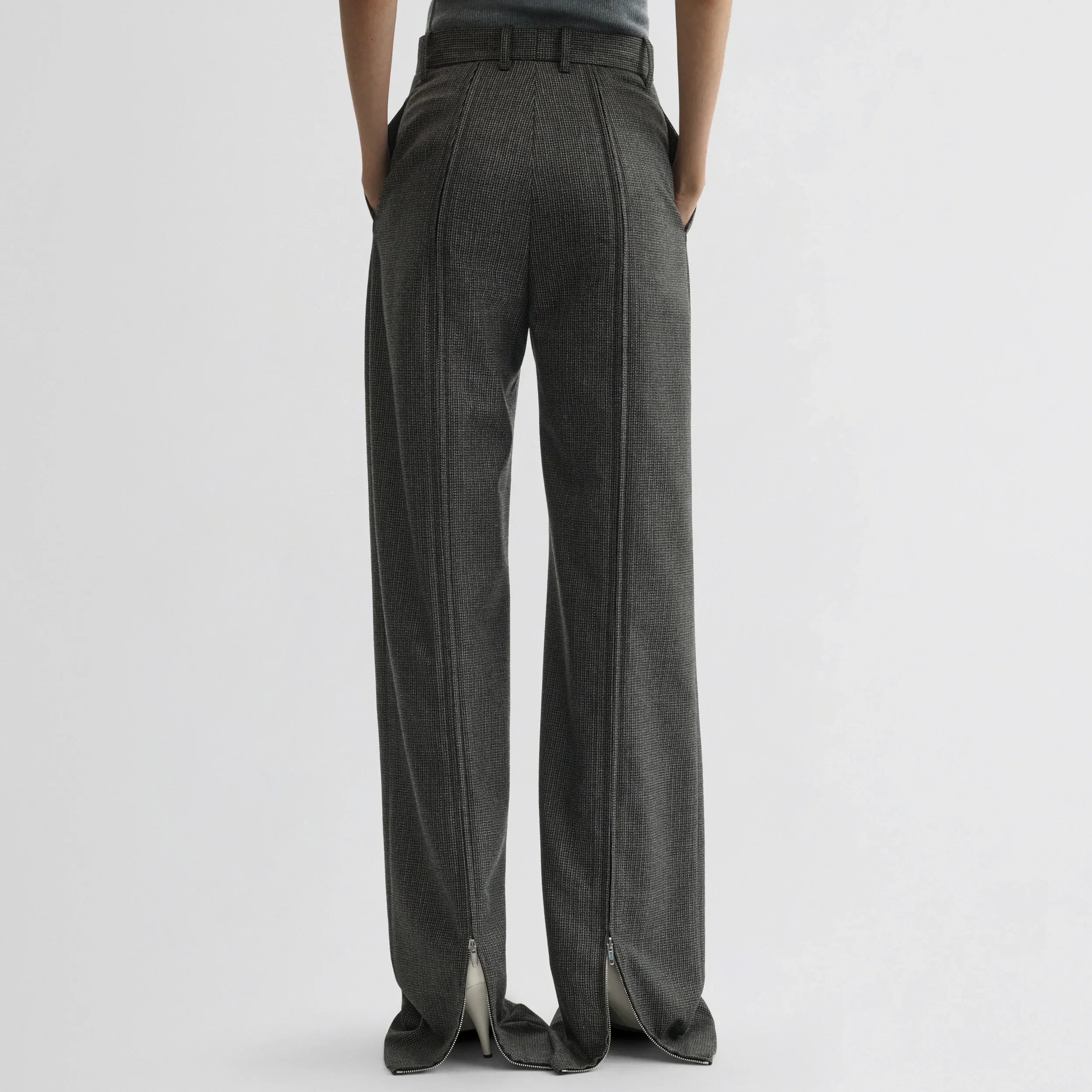 ZIP TROUSERS | green bronze wool