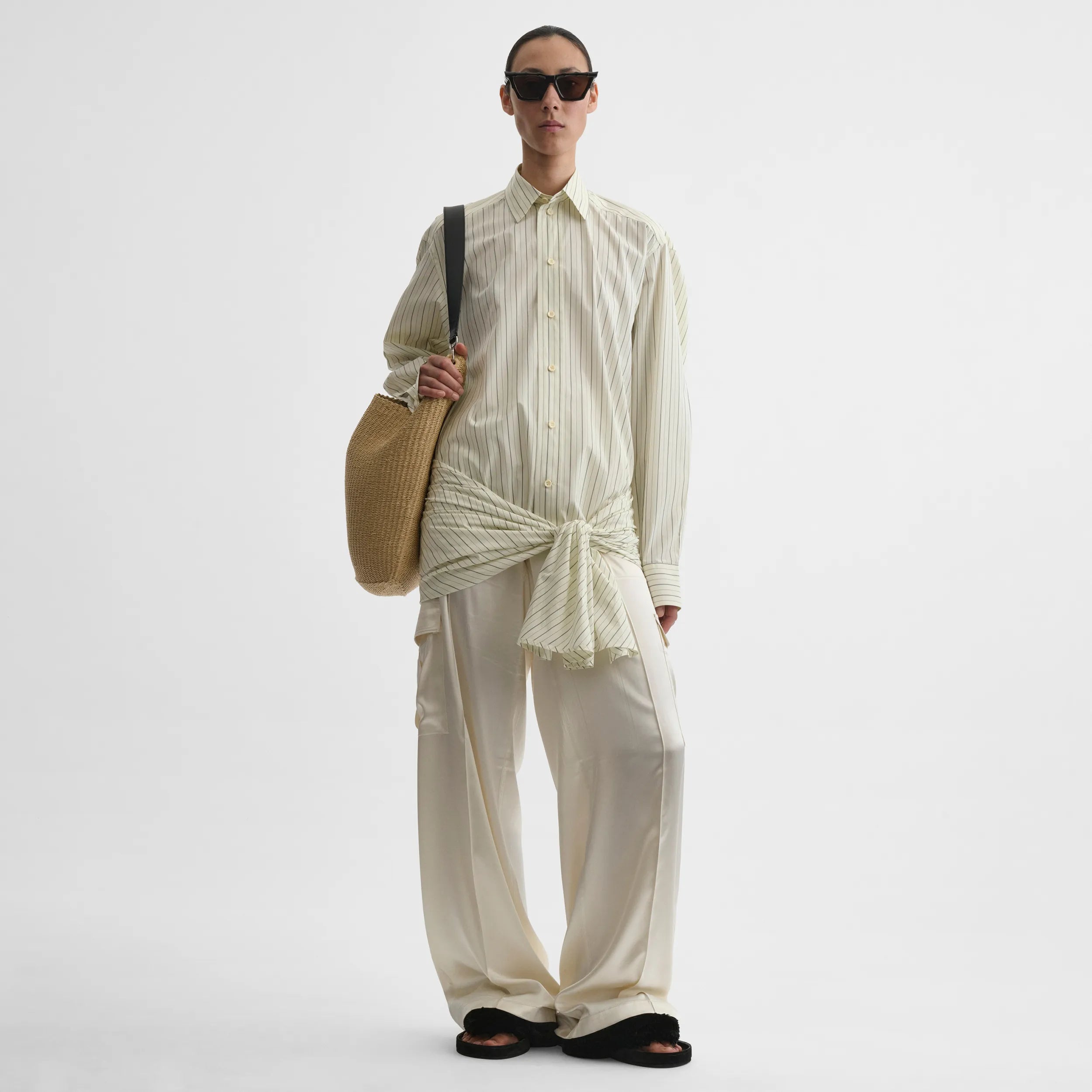 DROPPED FRONT SHIRT | pale lemon cotton