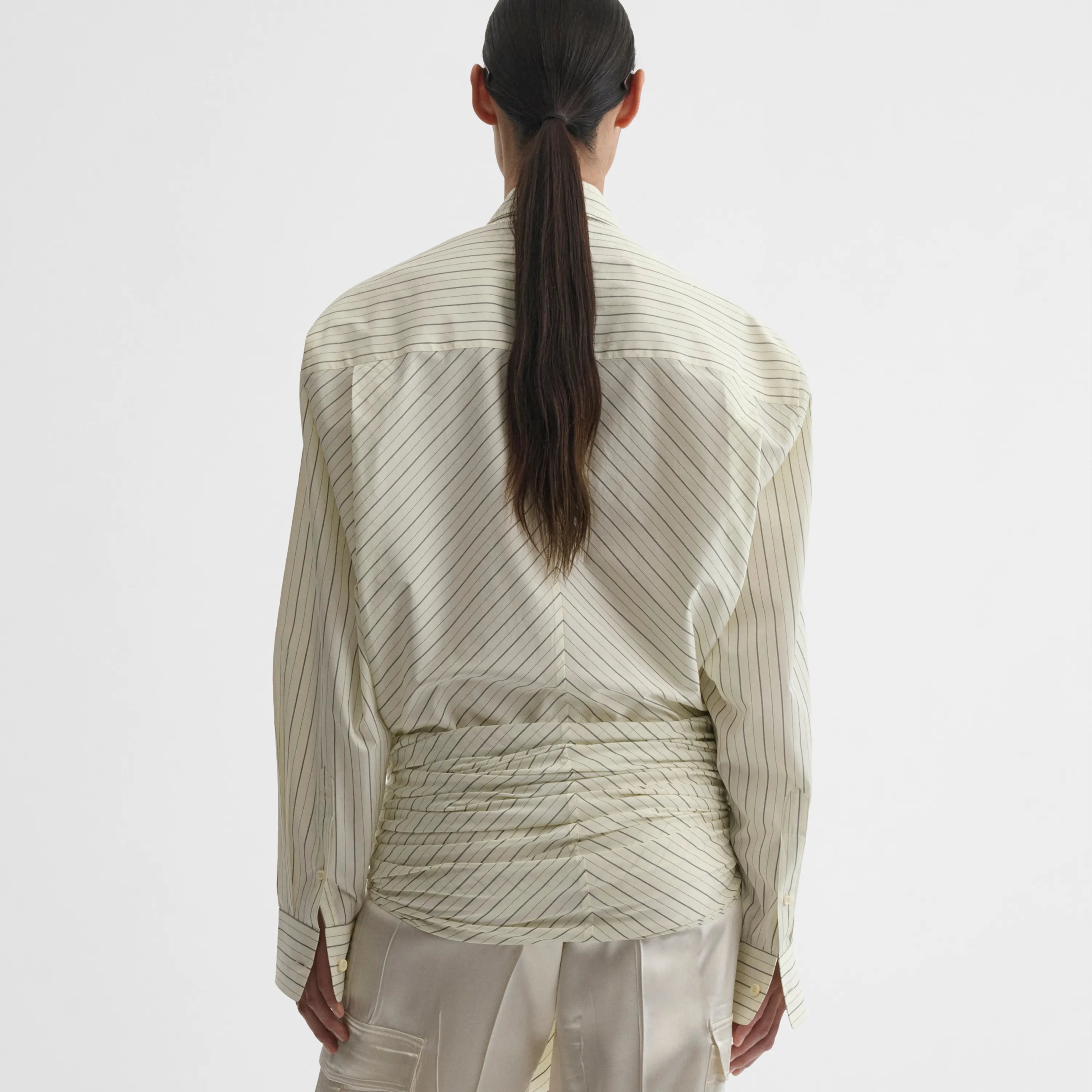 DROPPED FRONT SHIRT | pale lemon cotton