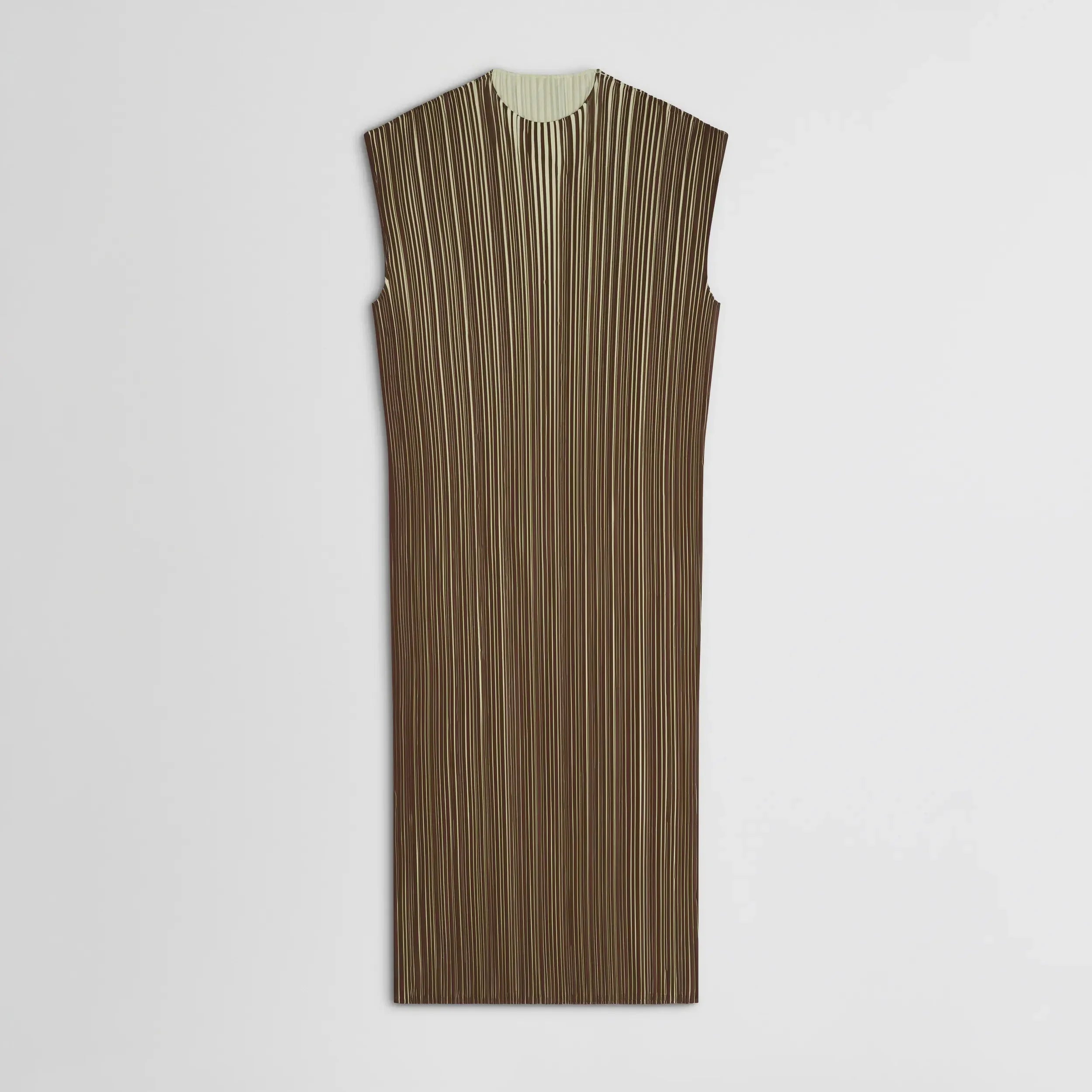 RAZOR PLEAT DRESS | khaki polyester