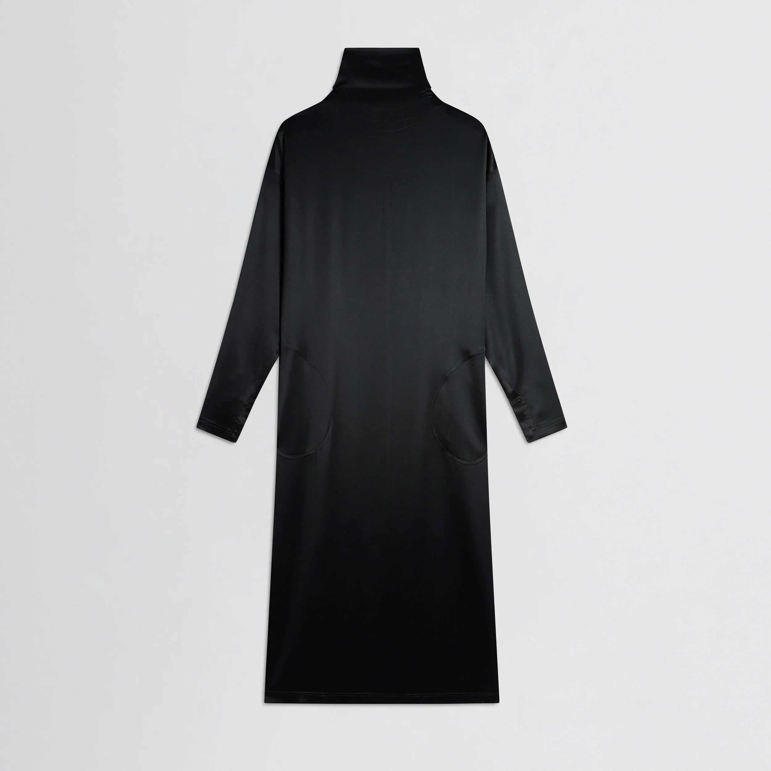 LIQUID HIGH NECK DRESS | black silk