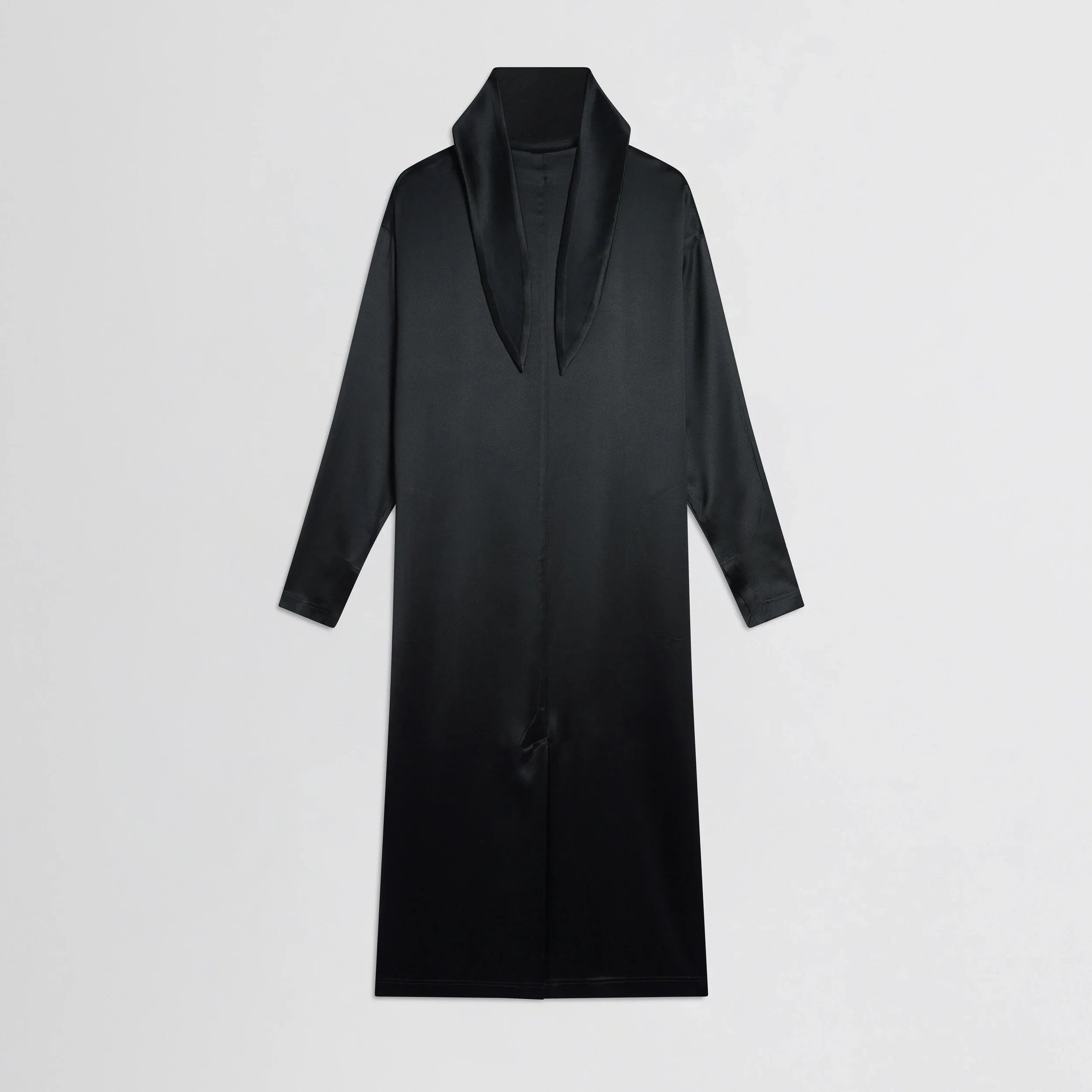 LIQUID HIGH NECK DRESS | black silk