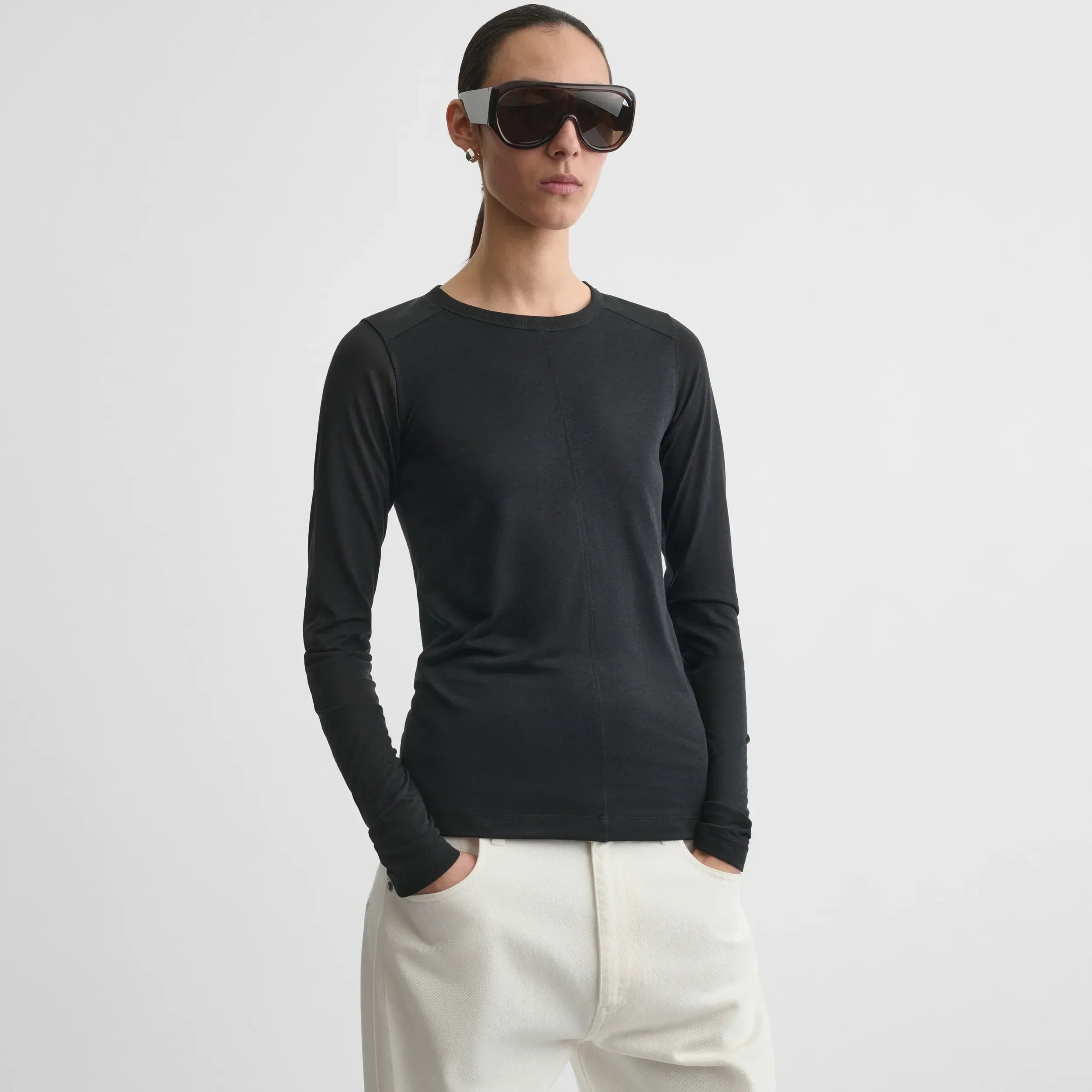 CREWNECK TOP | black cotton