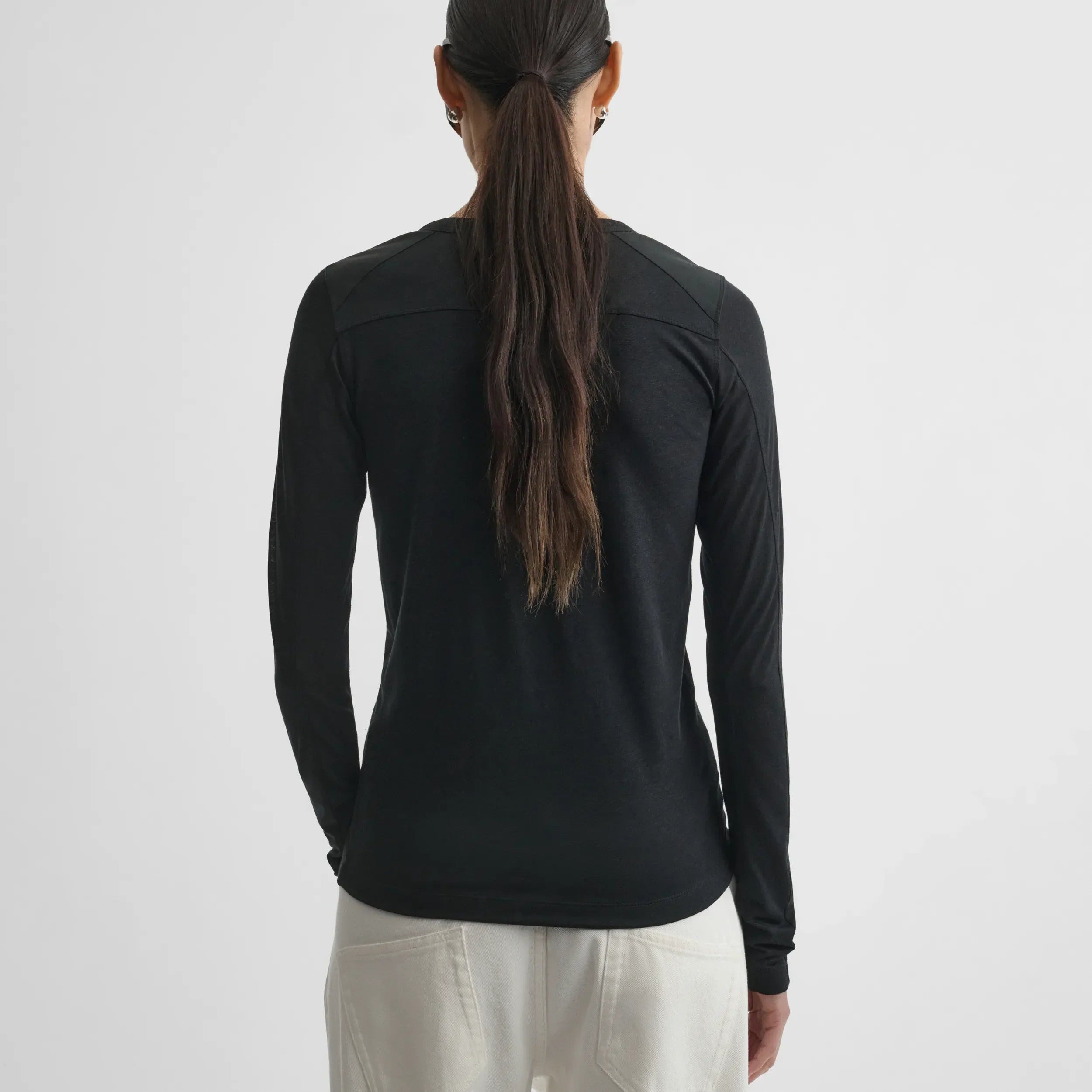 CREWNECK TOP | black cotton