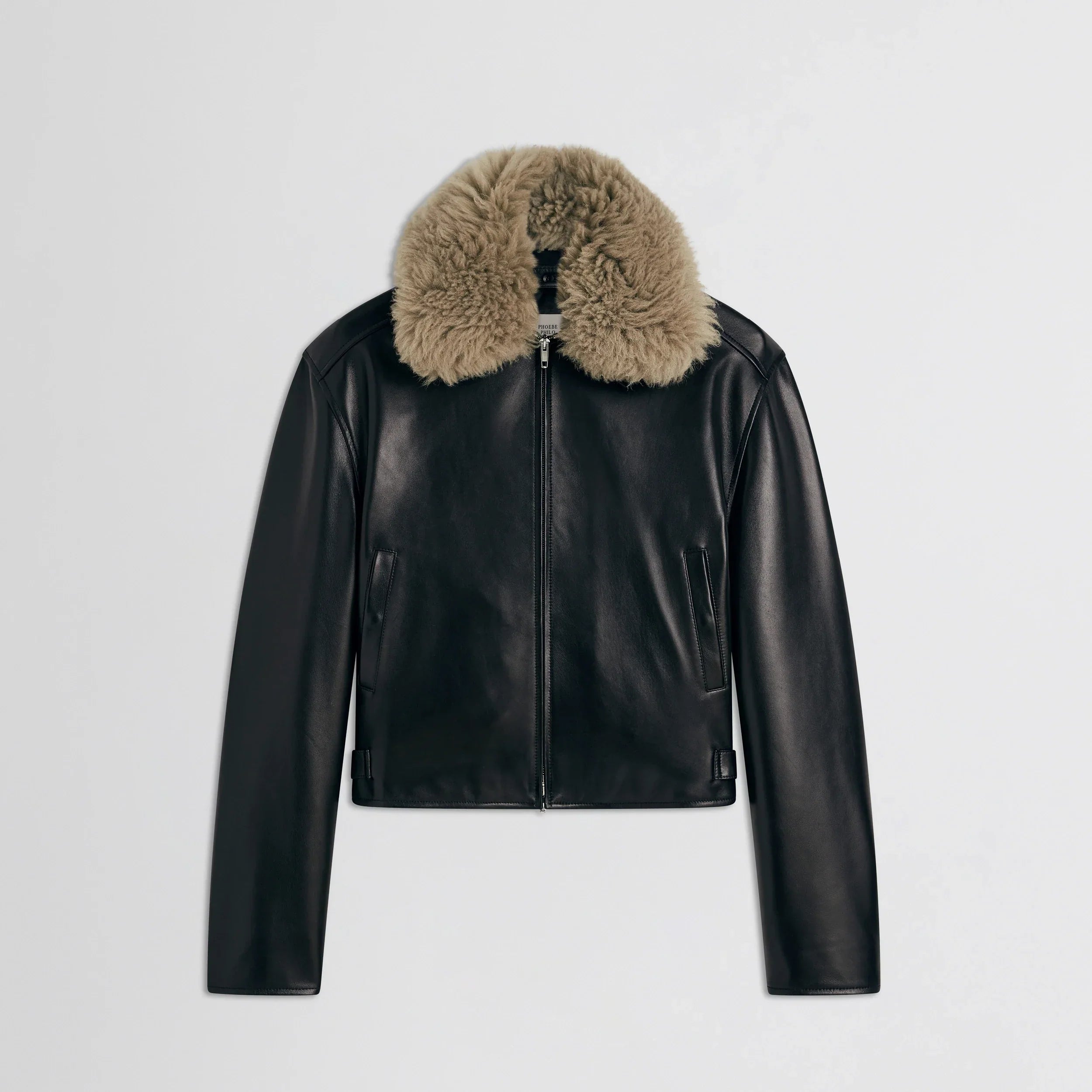 CROPPED AVIATOR JACKET | black leather