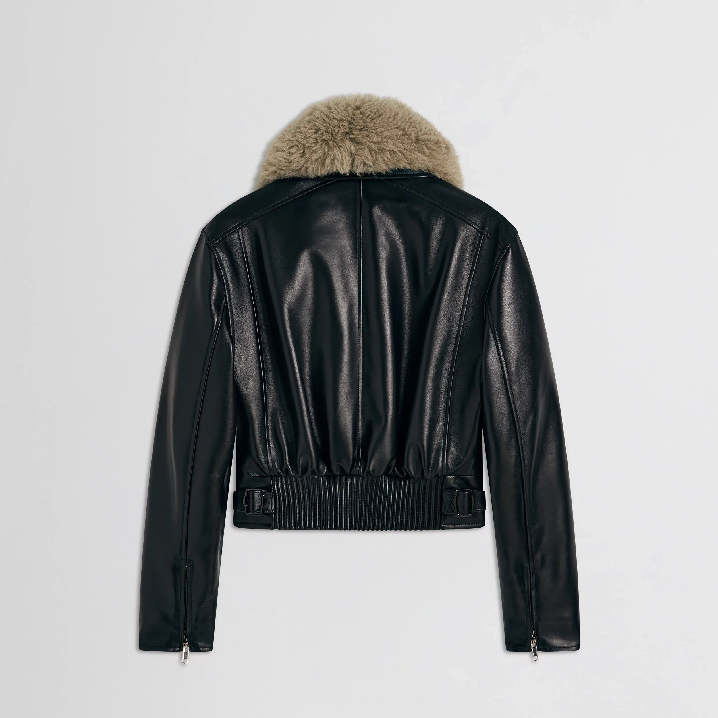 CROPPED AVIATOR JACKET | black leather