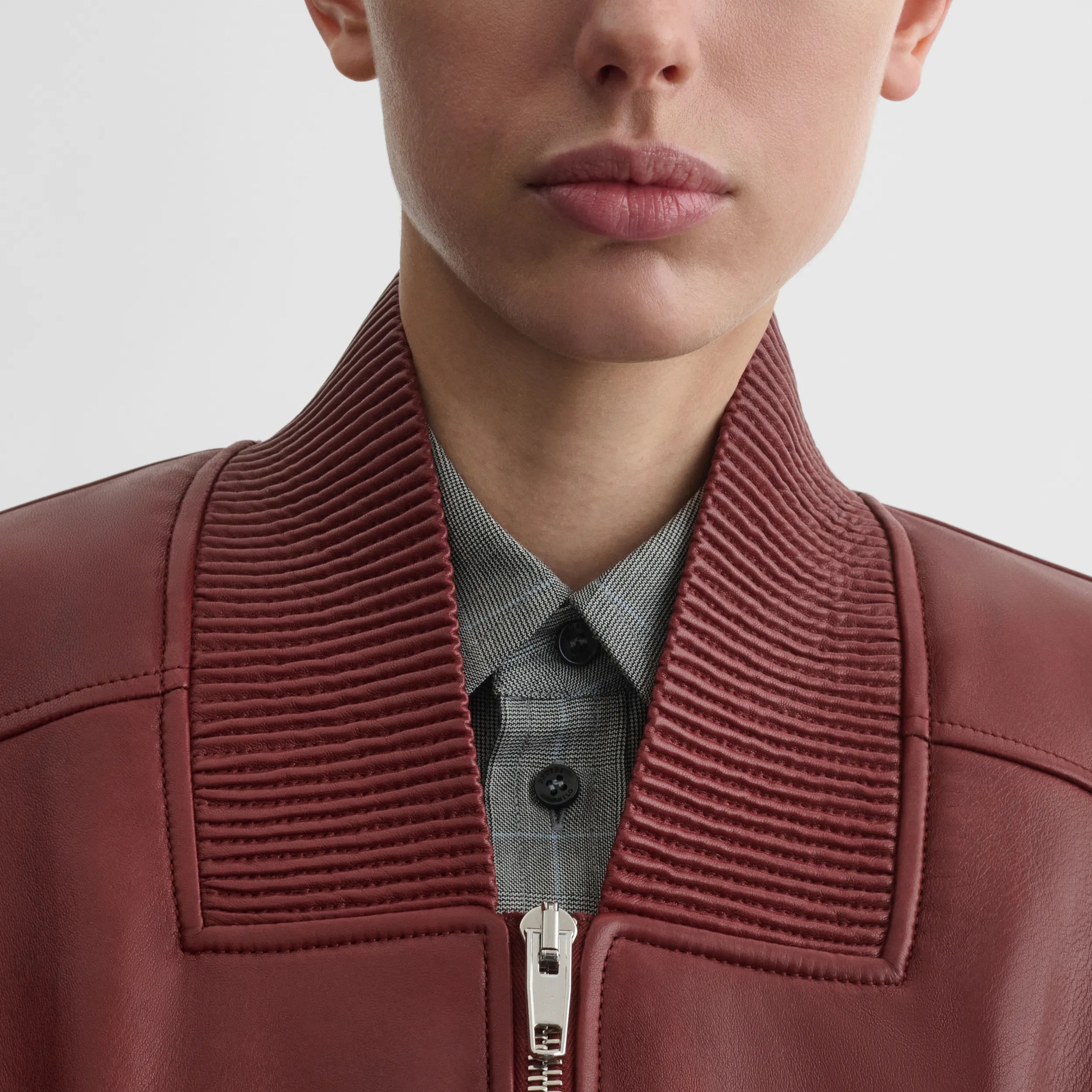 POCKET BOMBER JACKET | brick leather