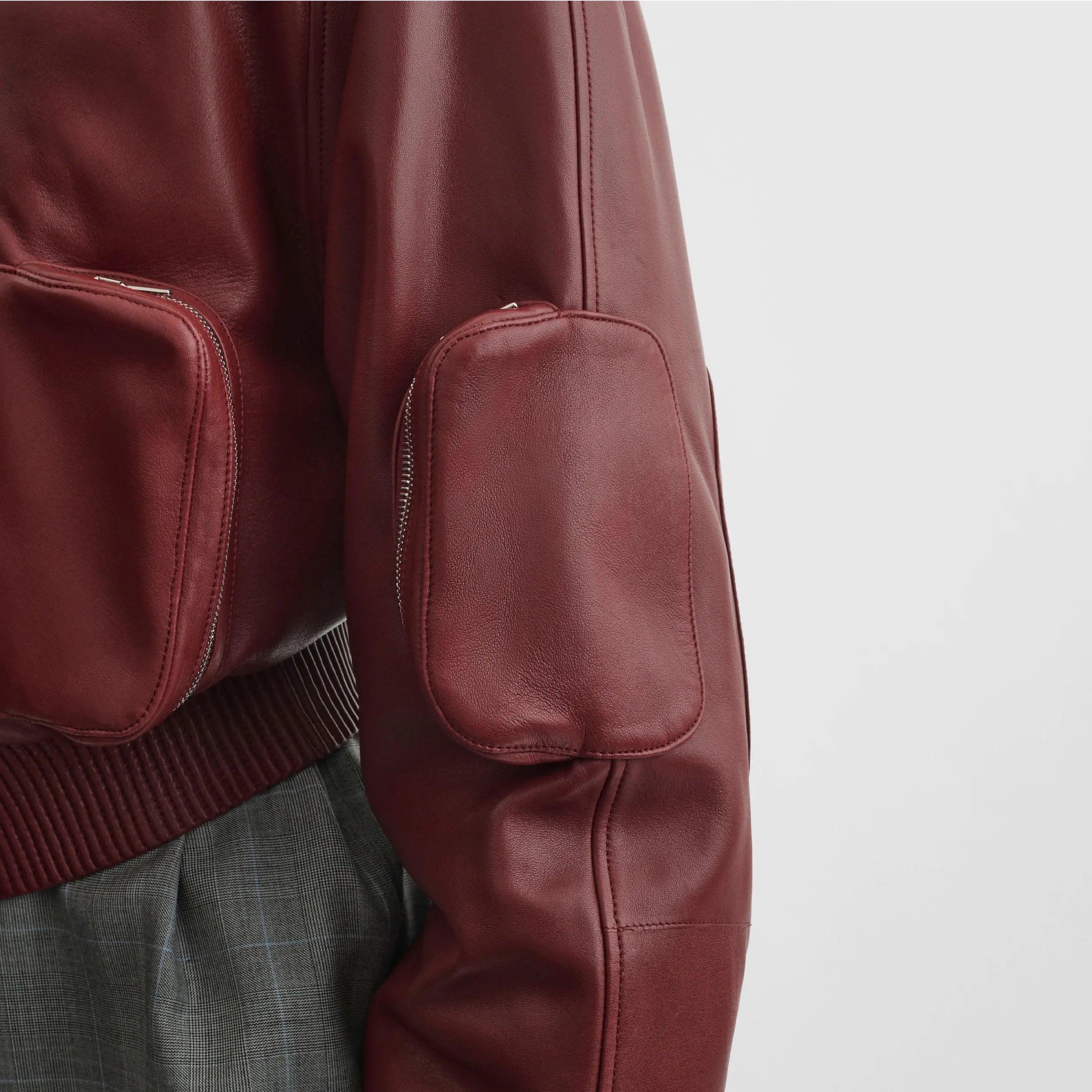 POCKET BOMBER JACKET | brick leather
