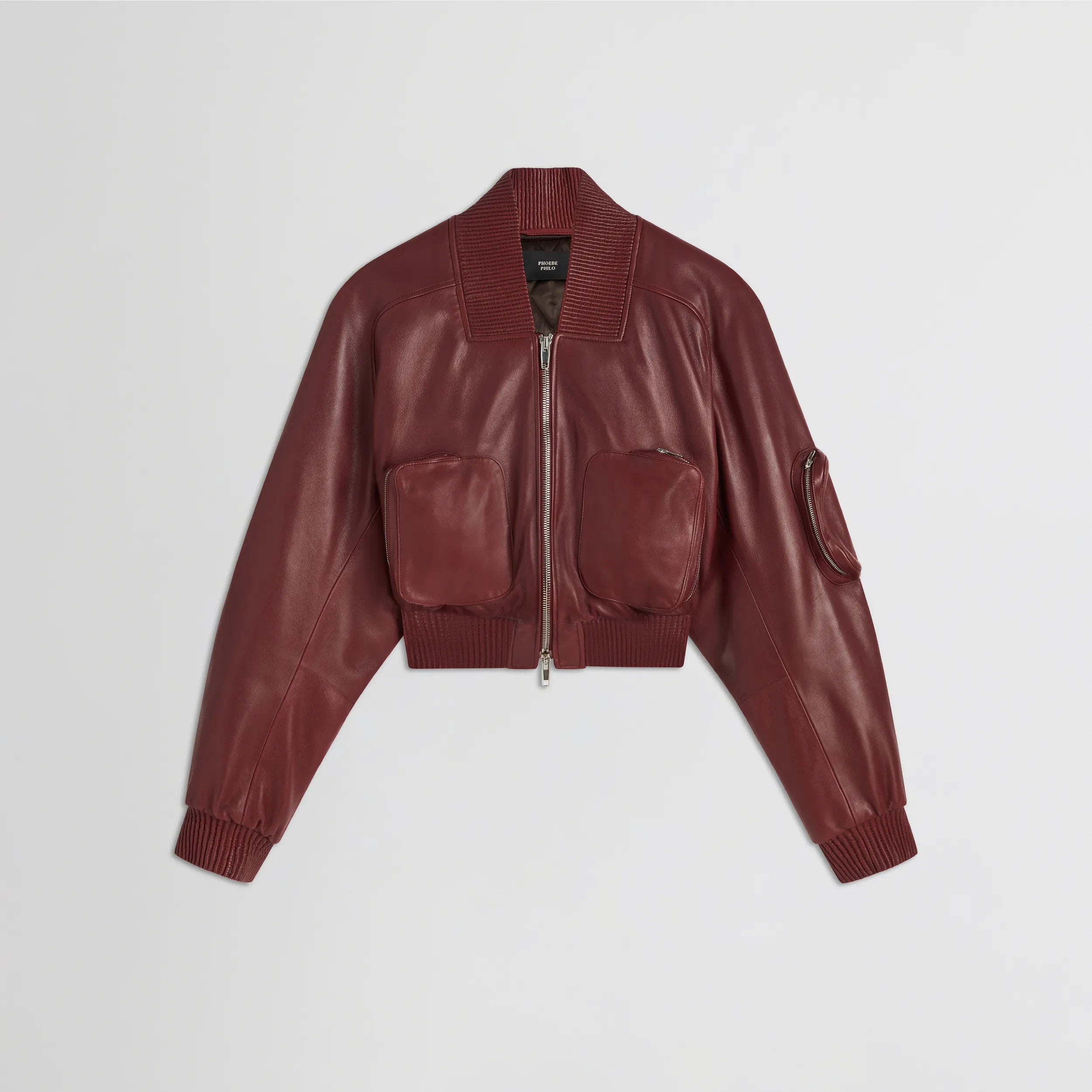 POCKET BOMBER JACKET | brick leather