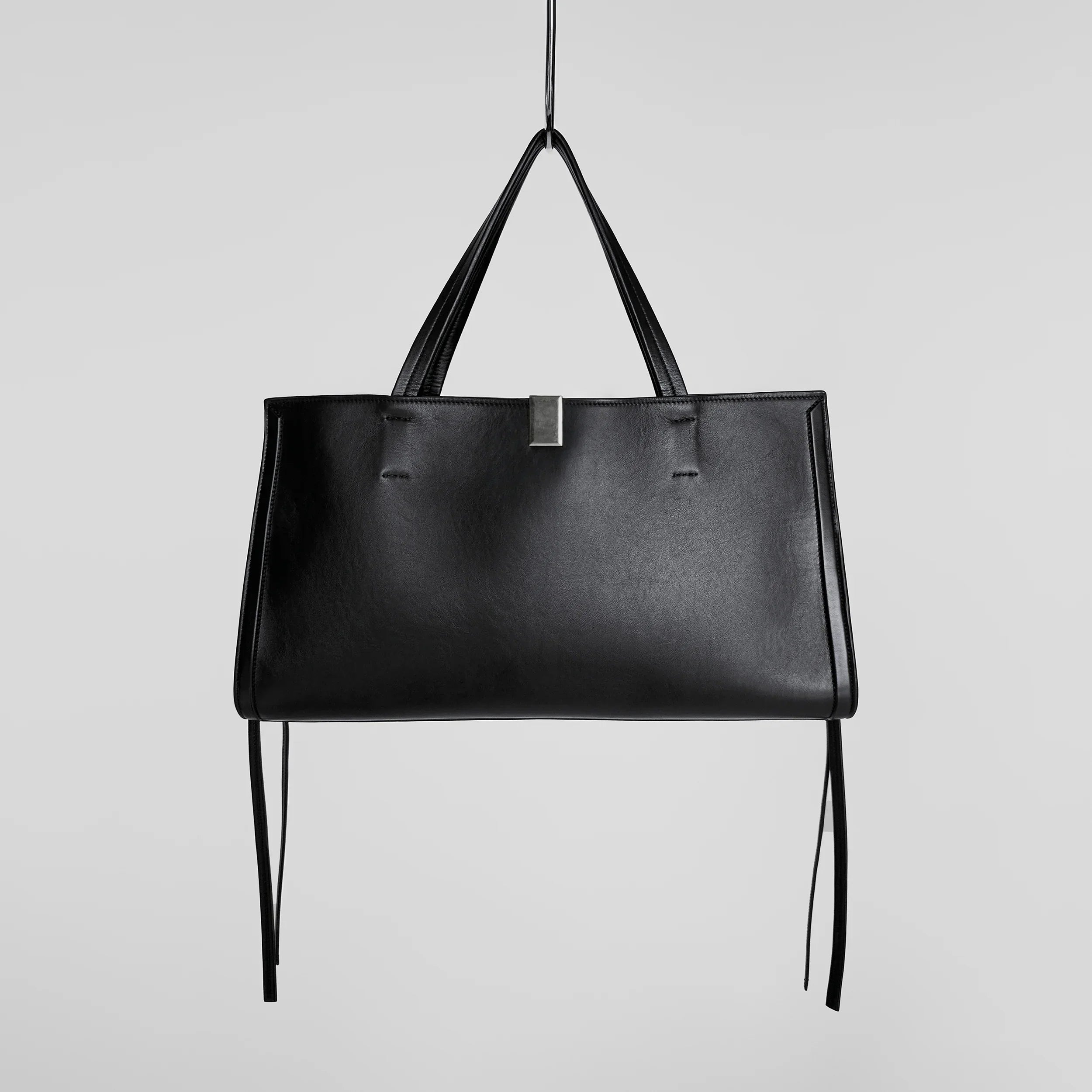 SMALL KIT CABAS | black leather with silver