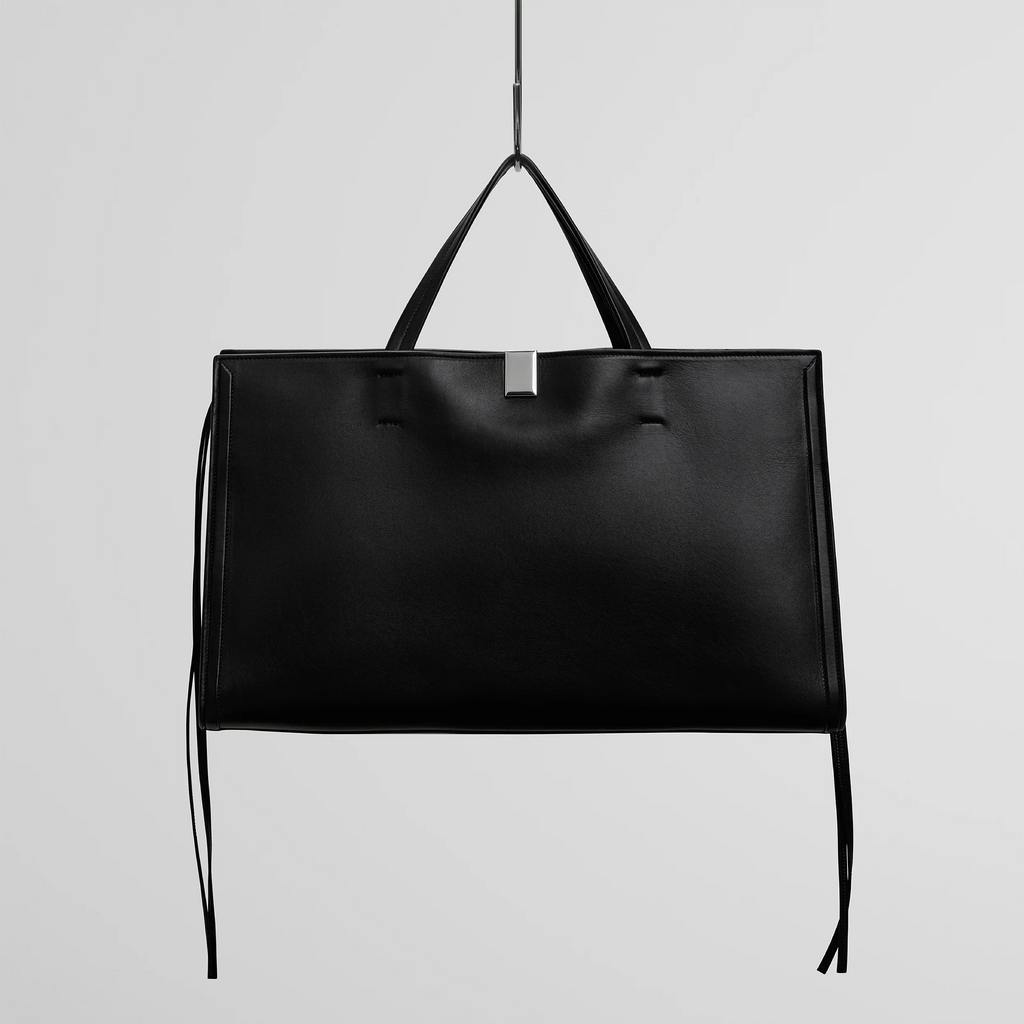 MEDIUM KIT CABAS | black leather with silver