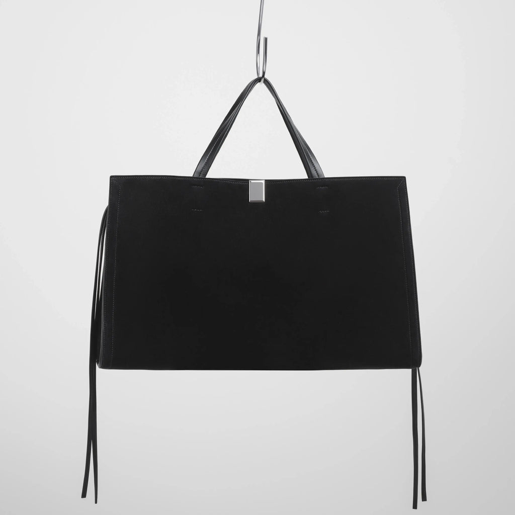 MEDIUM KIT CABAS | black suede with silver