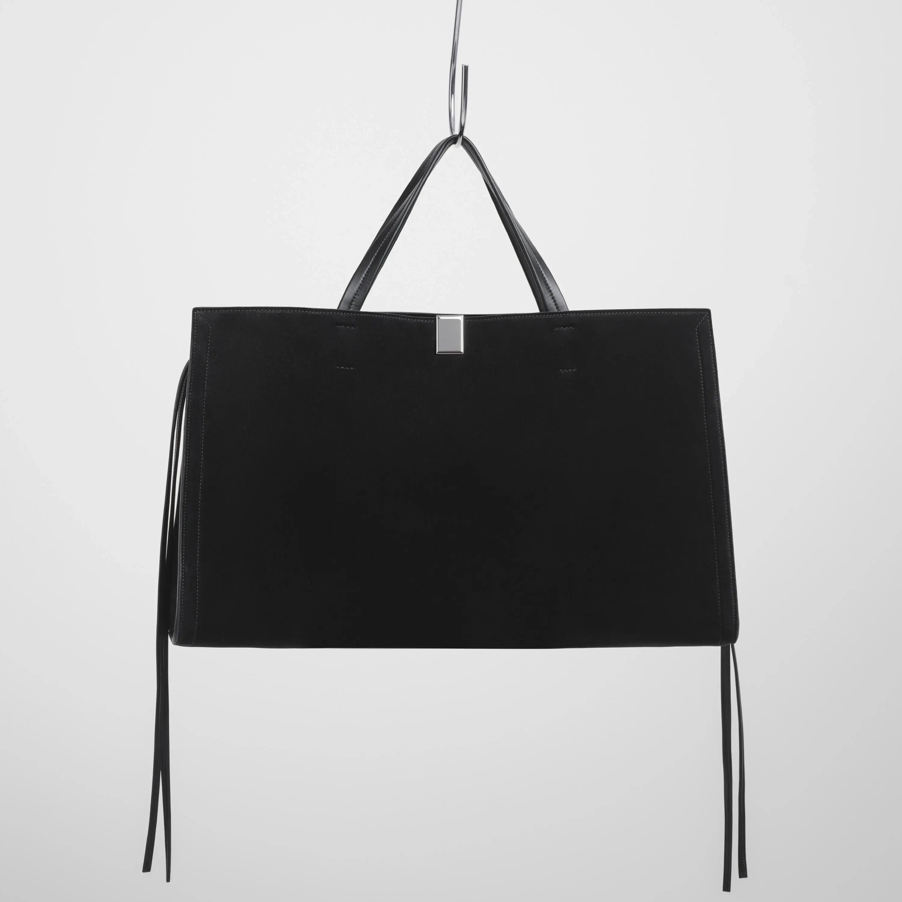 MEDIUM KIT CABAS | black suede with silver