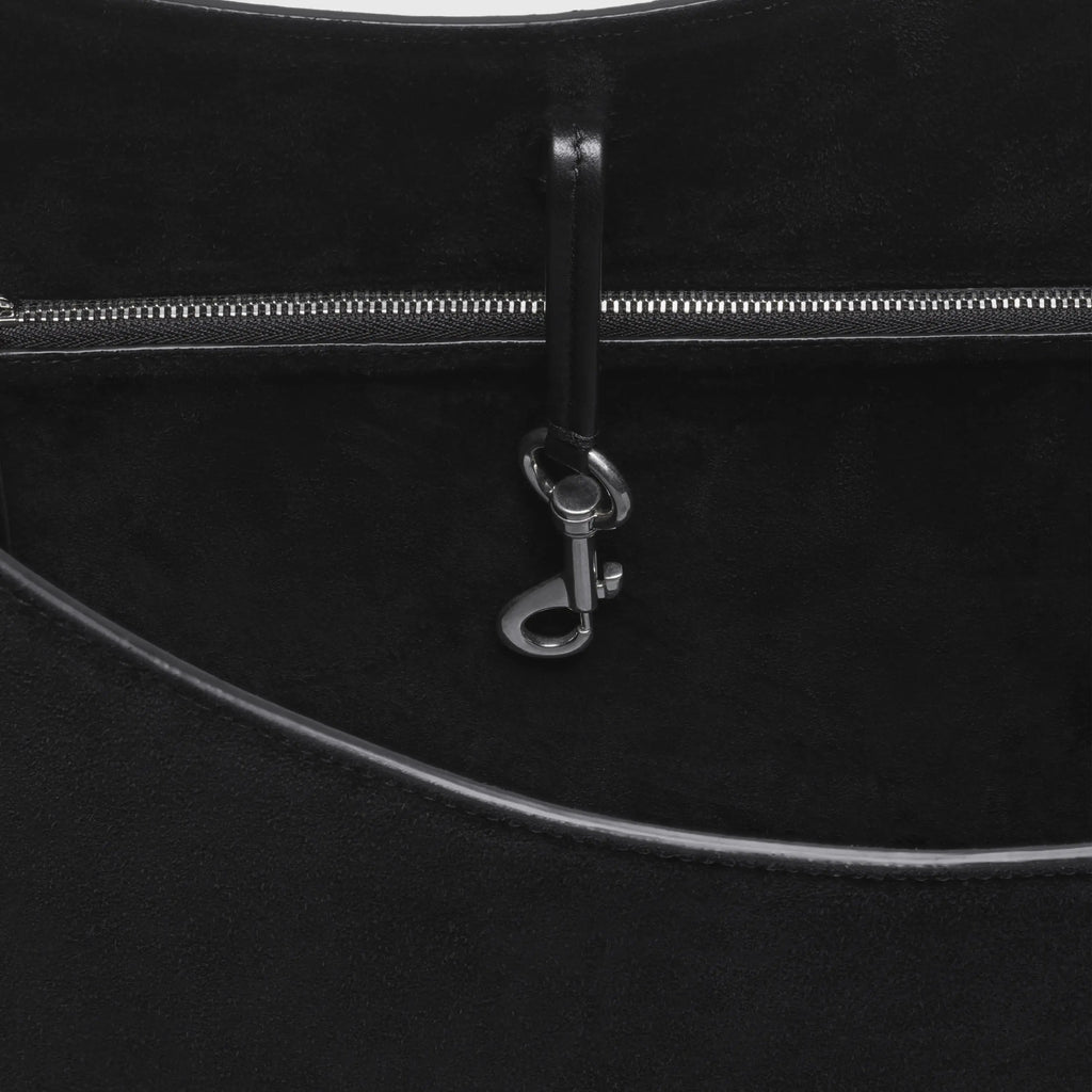 BEAN BAG | black suede with silver