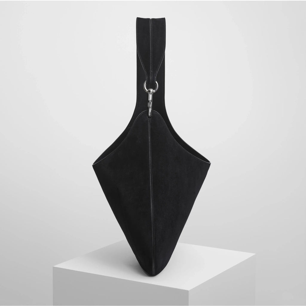 BEAN BAG | black suede with silver