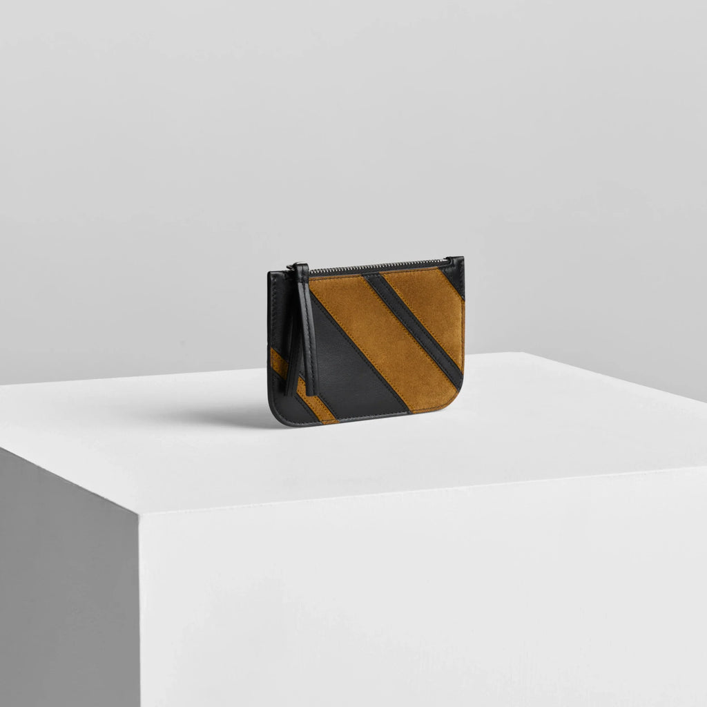 POCKET CARD HOLDER | toffee/black leather
