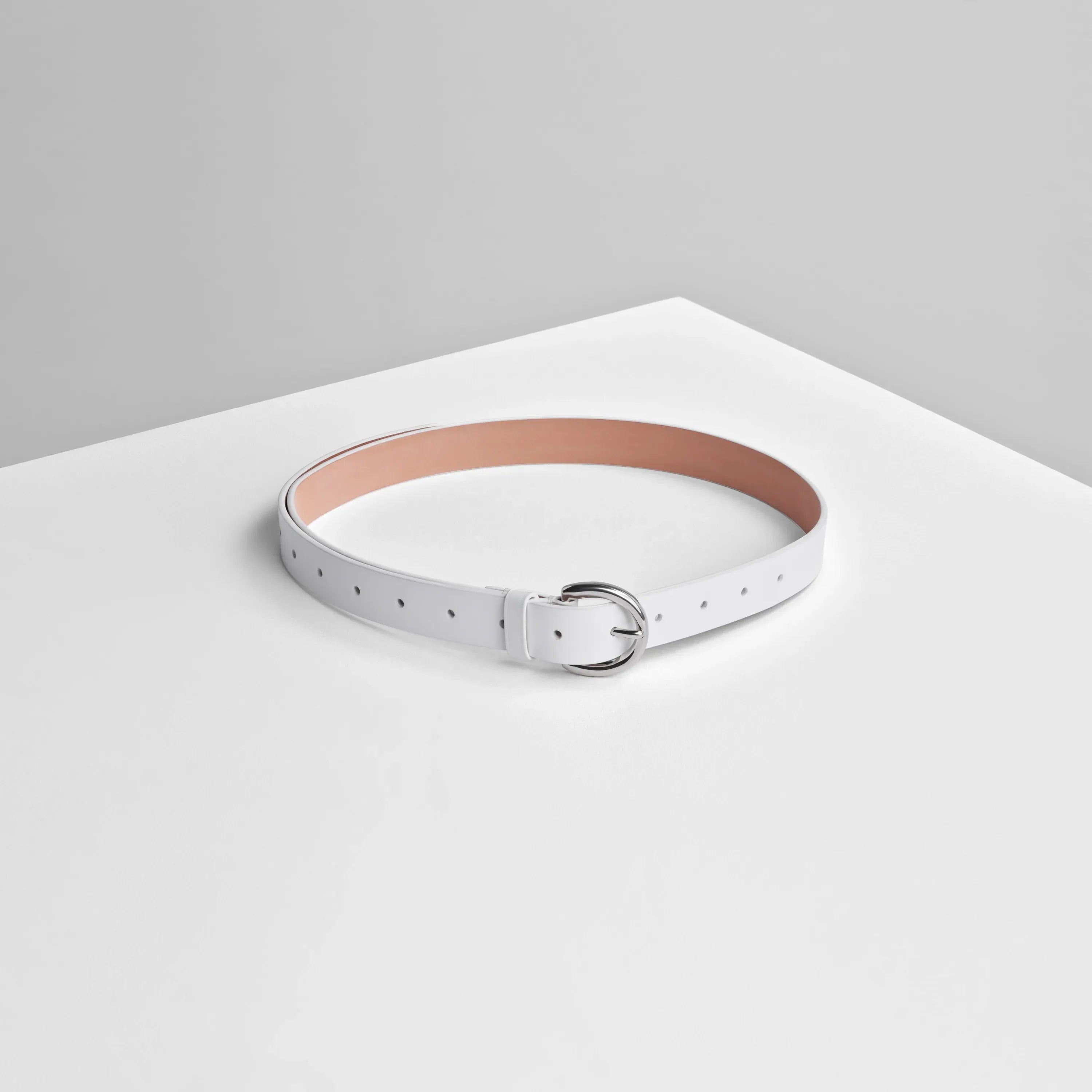 ROUND BUCKLE BELT 25MM | white leather