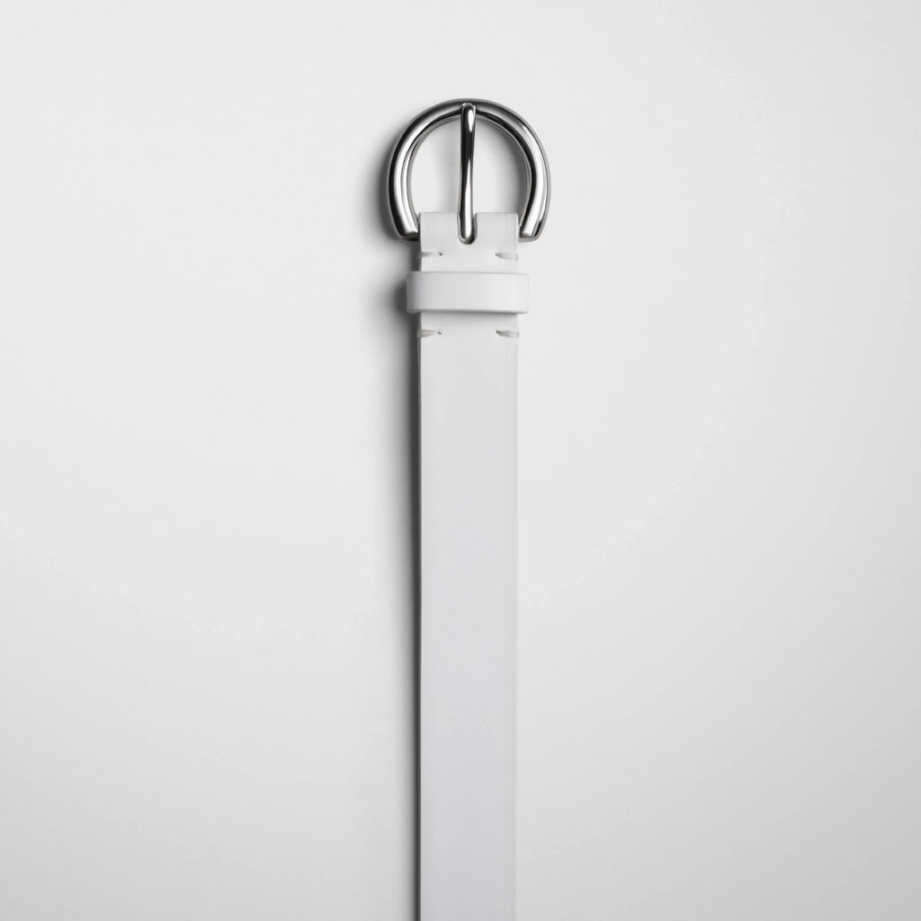 ROUND BUCKLE BELT 25MM | white leather