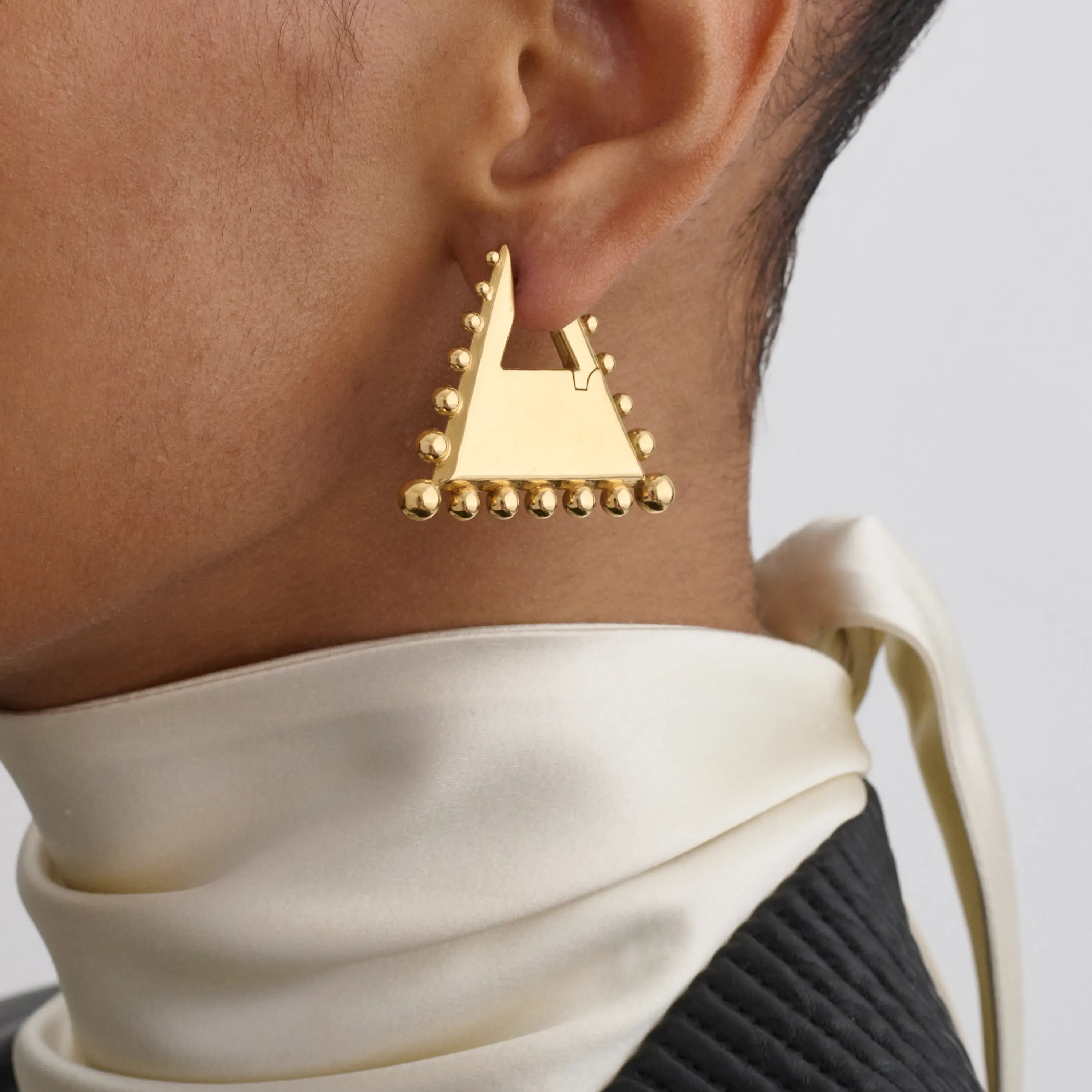 BOBBLED PYRAMID EARRINGS | gold plated sterling silver