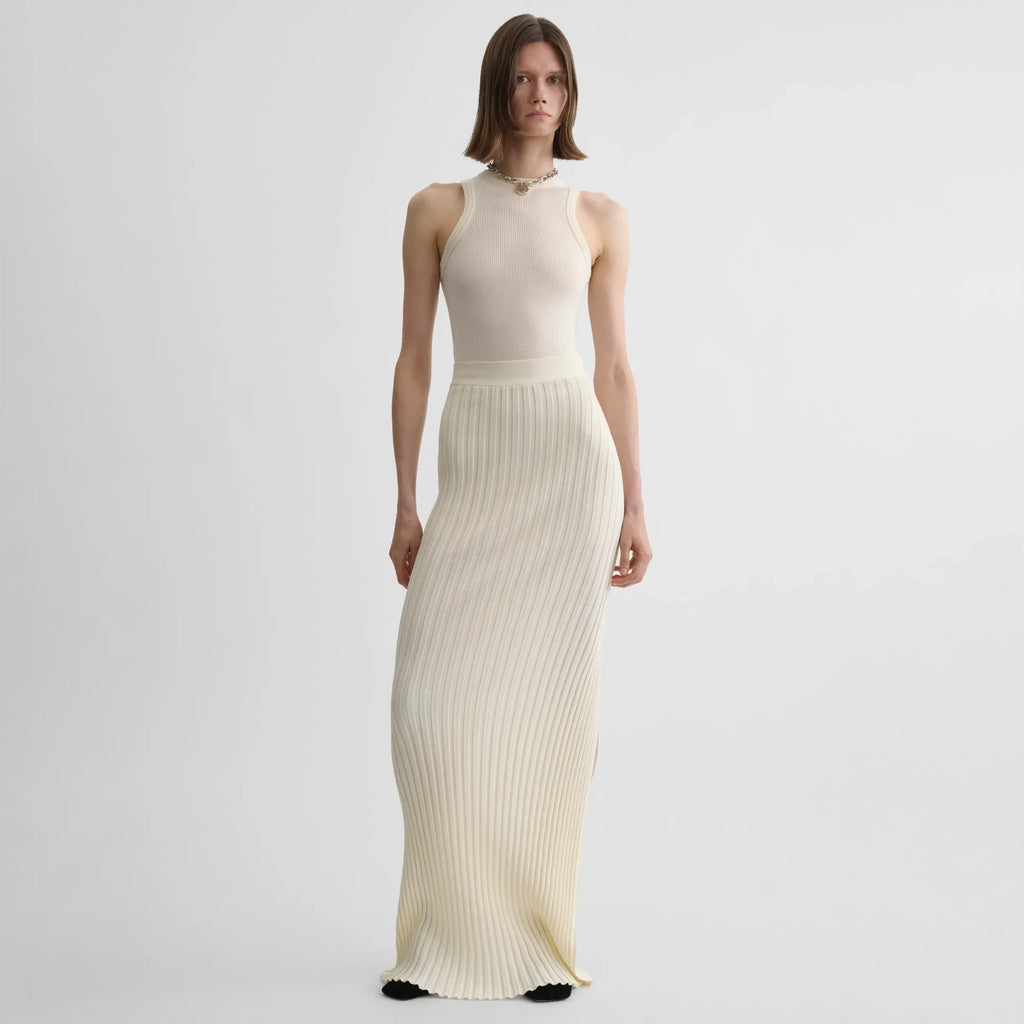 RIB SKIRT | cream cotton viscose