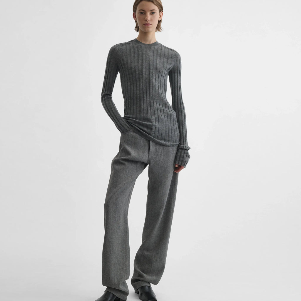 WIDE RIB CREWNECK | grey cashmere