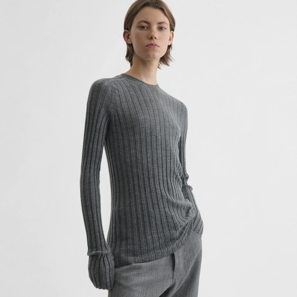 WIDE RIB CREWNECK | grey cashmere