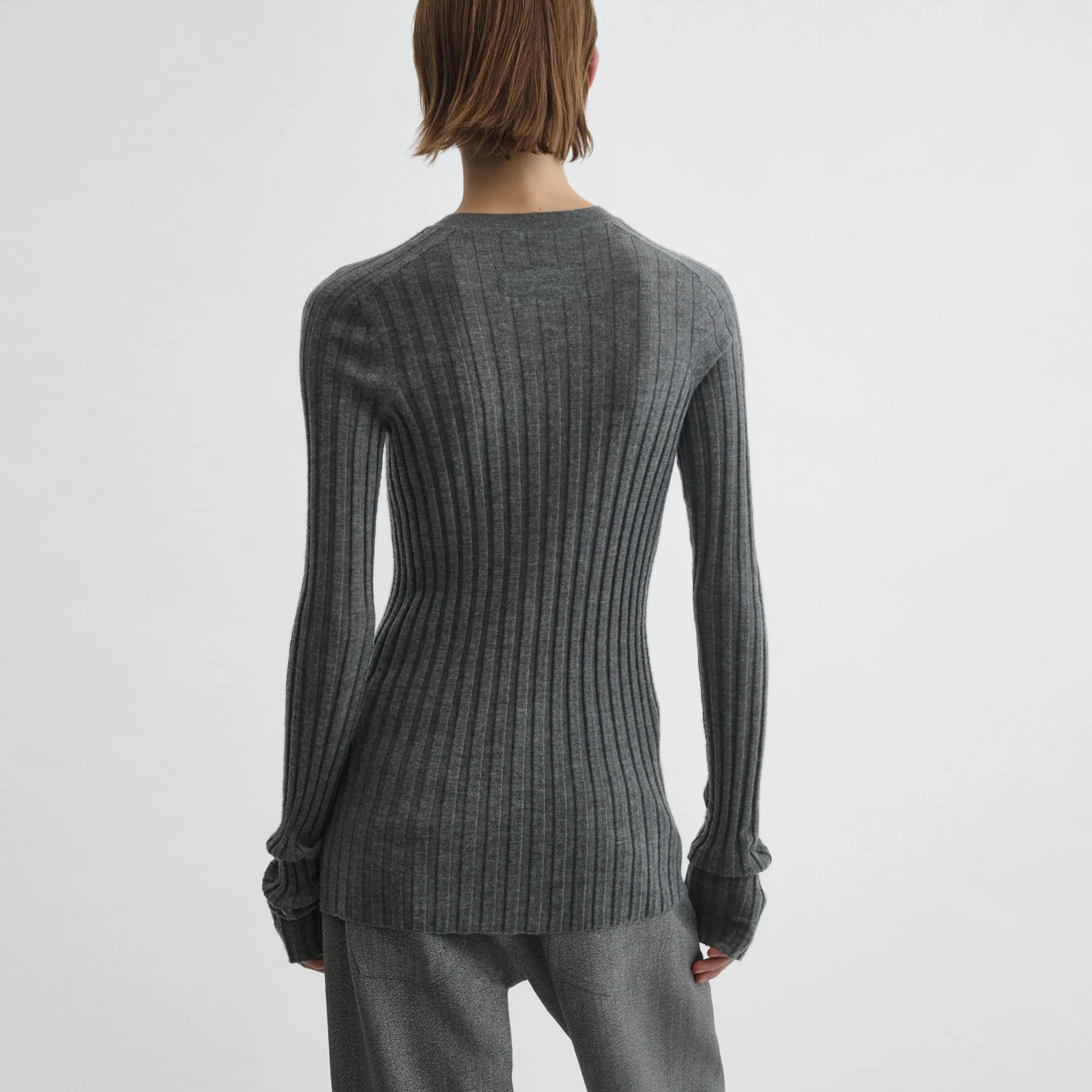 WIDE RIB CREWNECK | grey cashmere