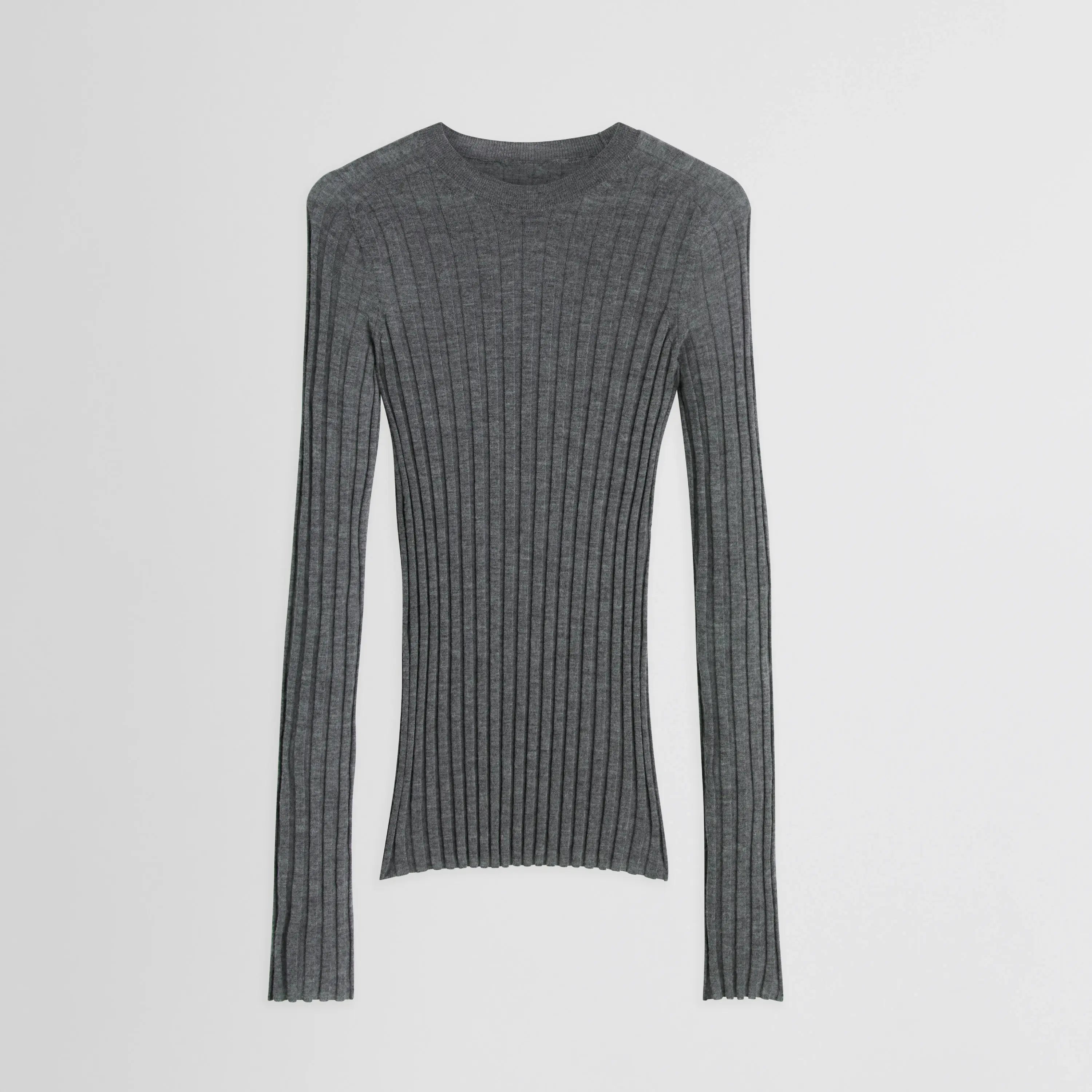 WIDE RIB CREWNECK | grey cashmere