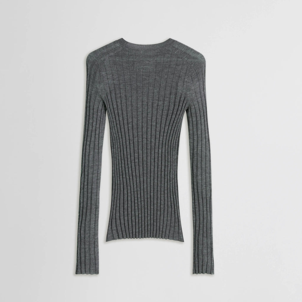 WIDE RIB CREWNECK | grey cashmere