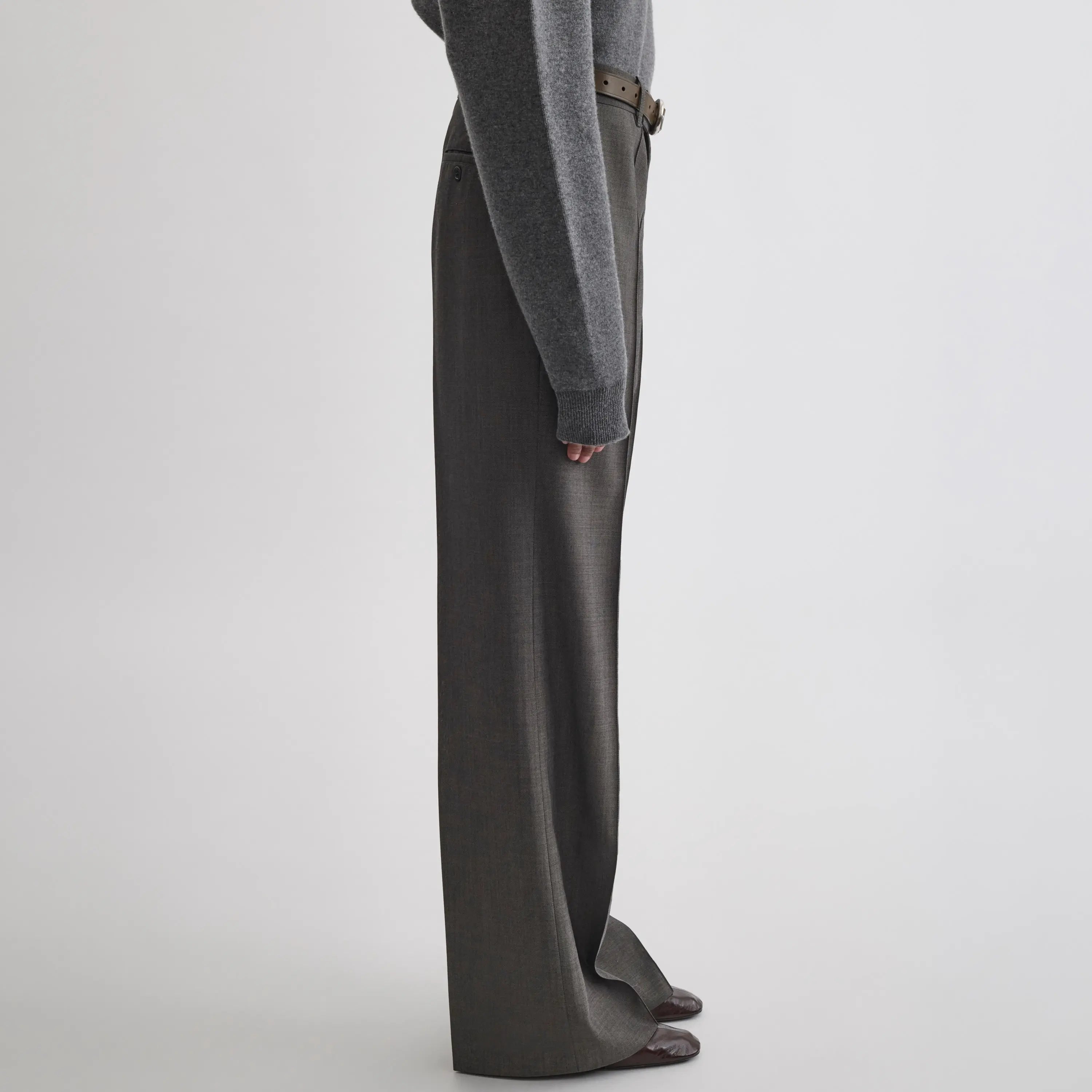 BOYISH TAILORED TROUSERS | dark taupe wool