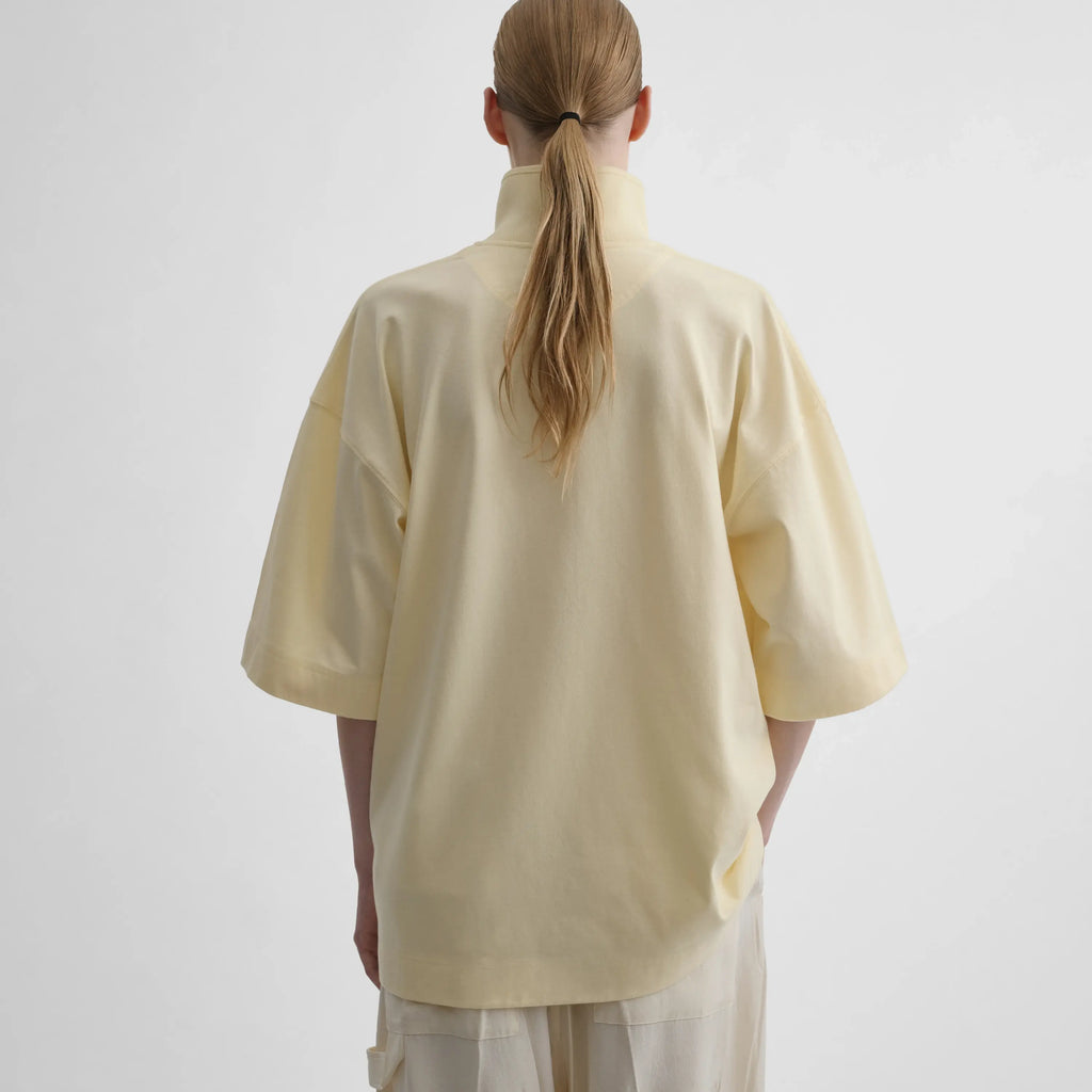 CUT COLLAR T-SHIRT | cream cotton