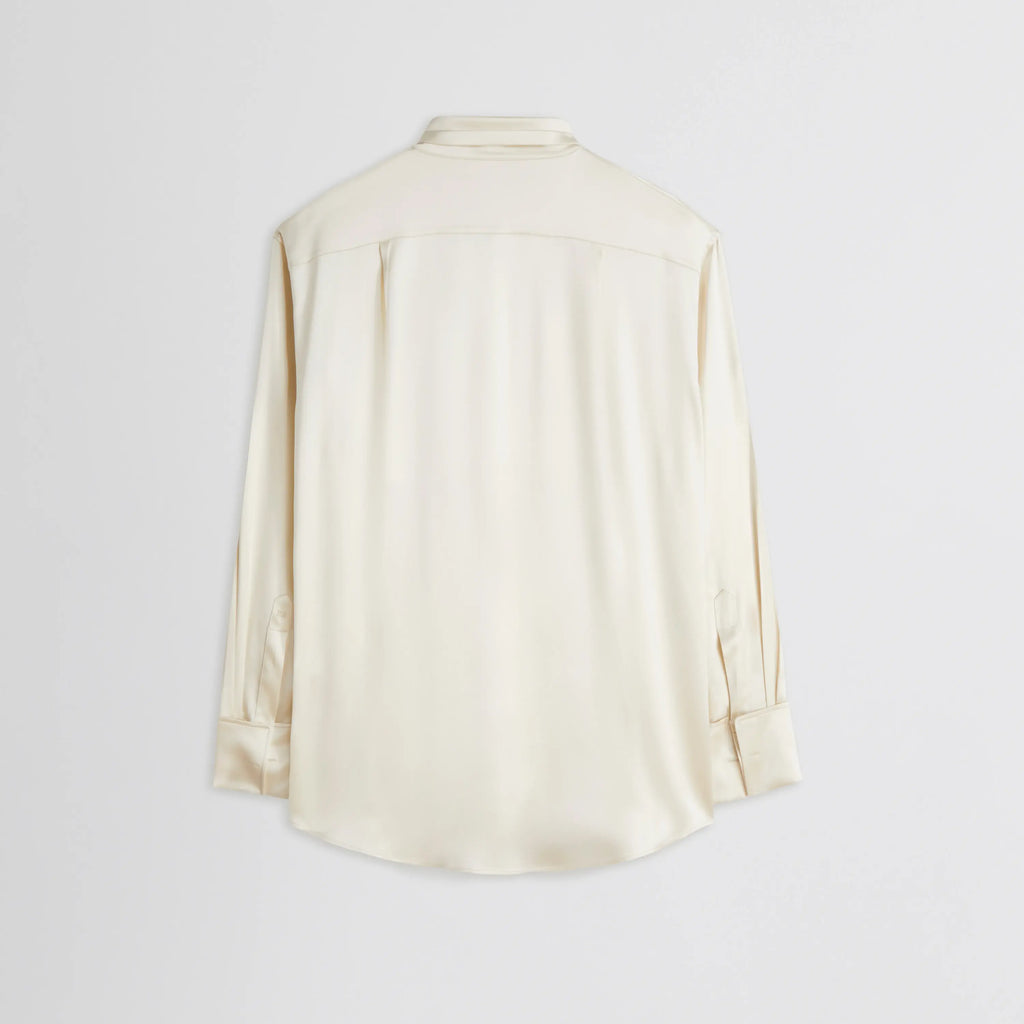 TIE NECK SHIRT | cream silk