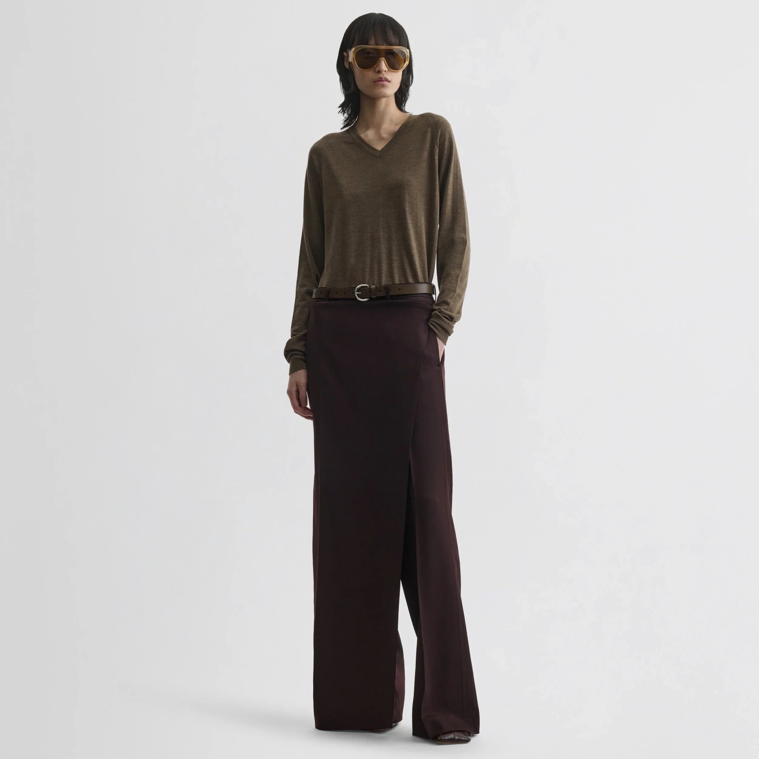 APRON TROUSERS | chocolate wool
