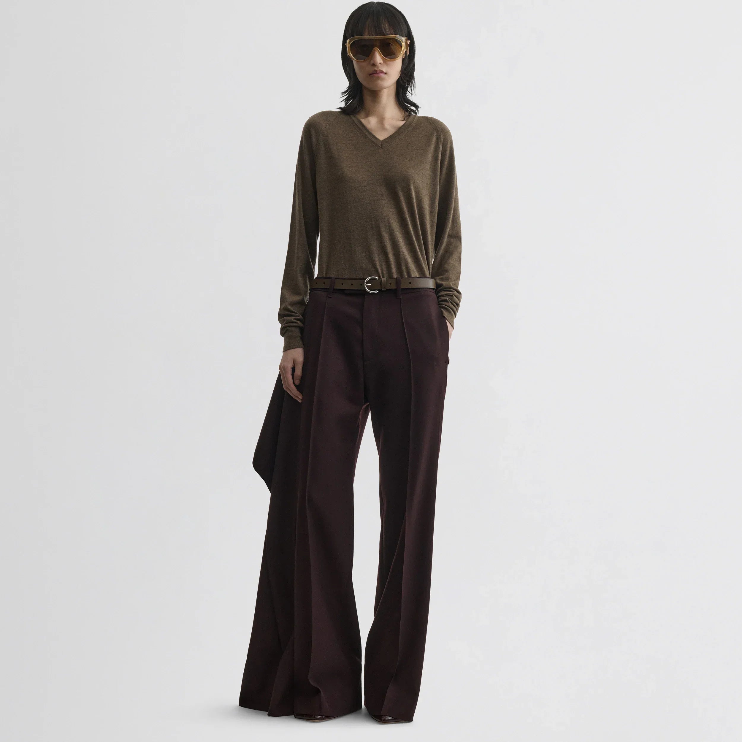 APRON TROUSERS | chocolate wool